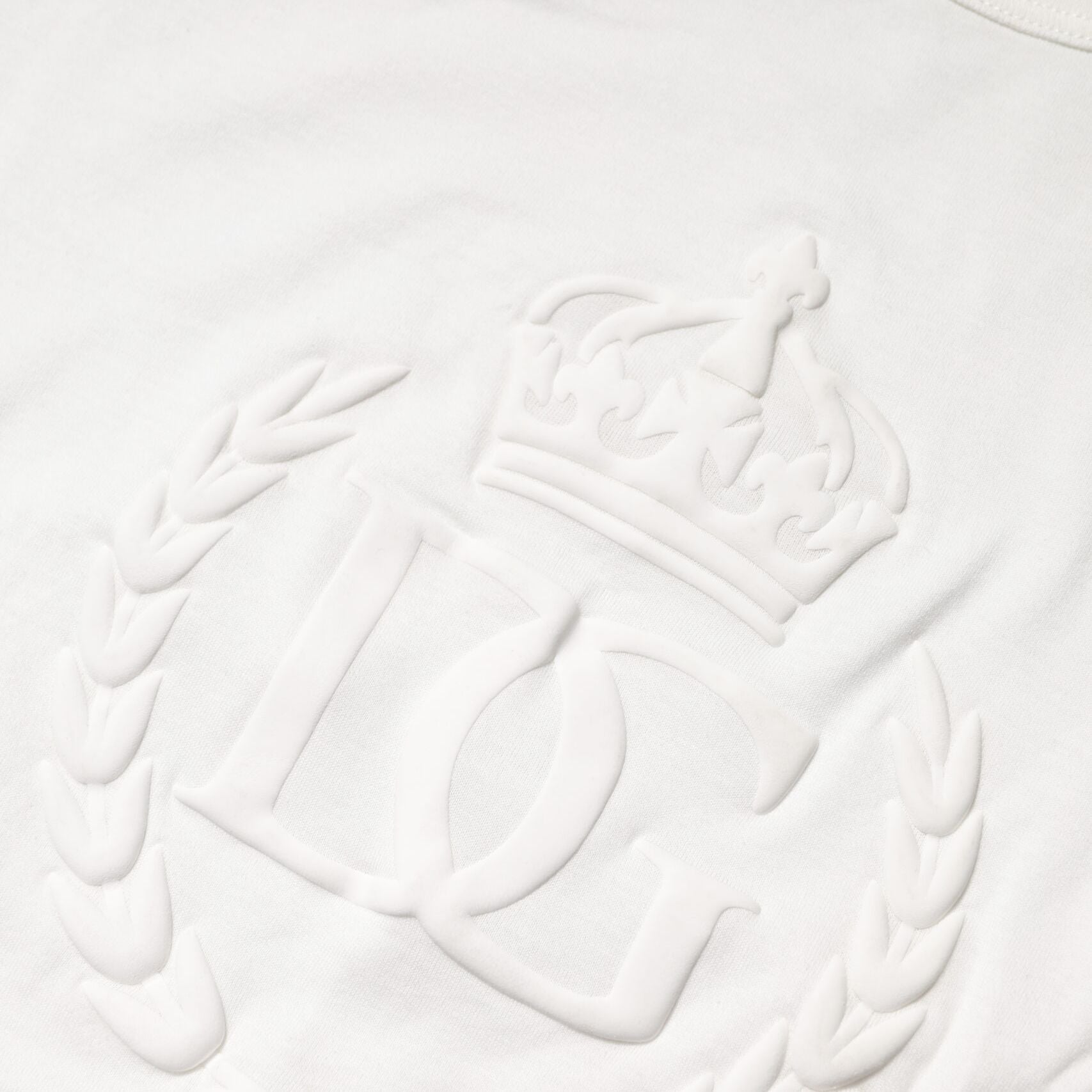 Dolce & Gabbana White Cotton DG Crown Embossed T-shirt