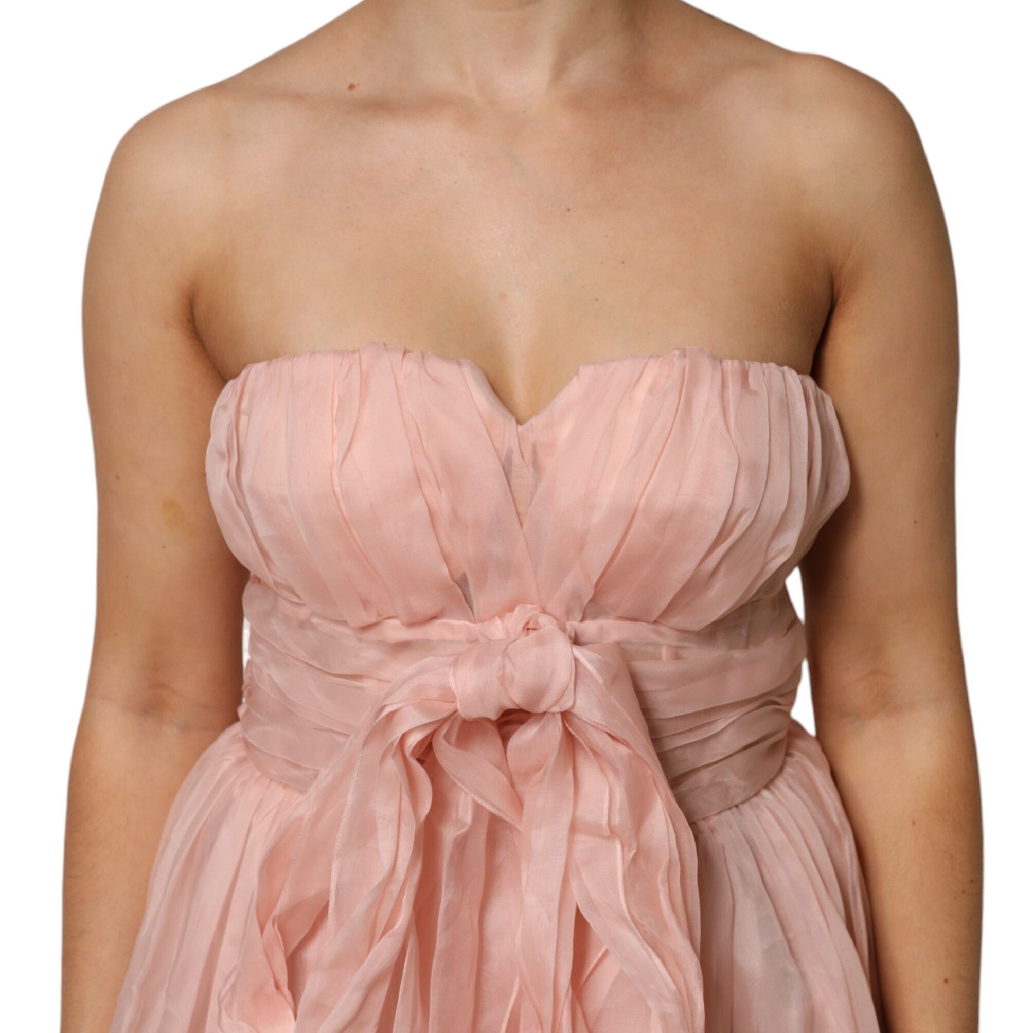 Dolce & Gabbana Pink Silk Chiffon A-line Pleated Midi Dress