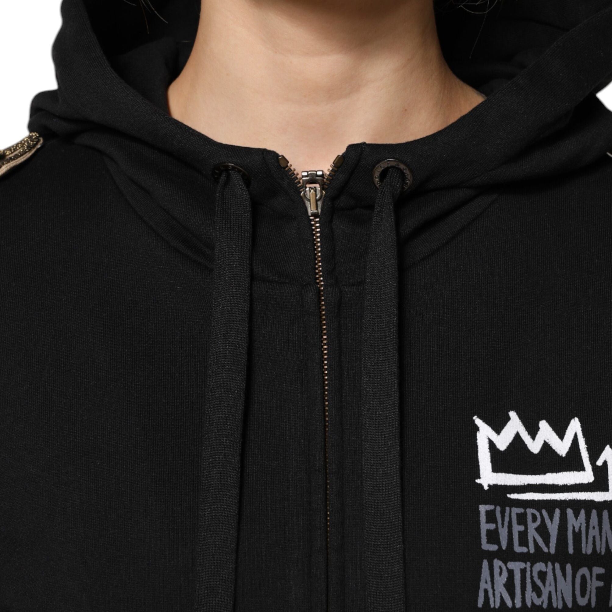 Dolce & Gabbana Black Logo Hooded Full Zip Sweatshirt Jacket