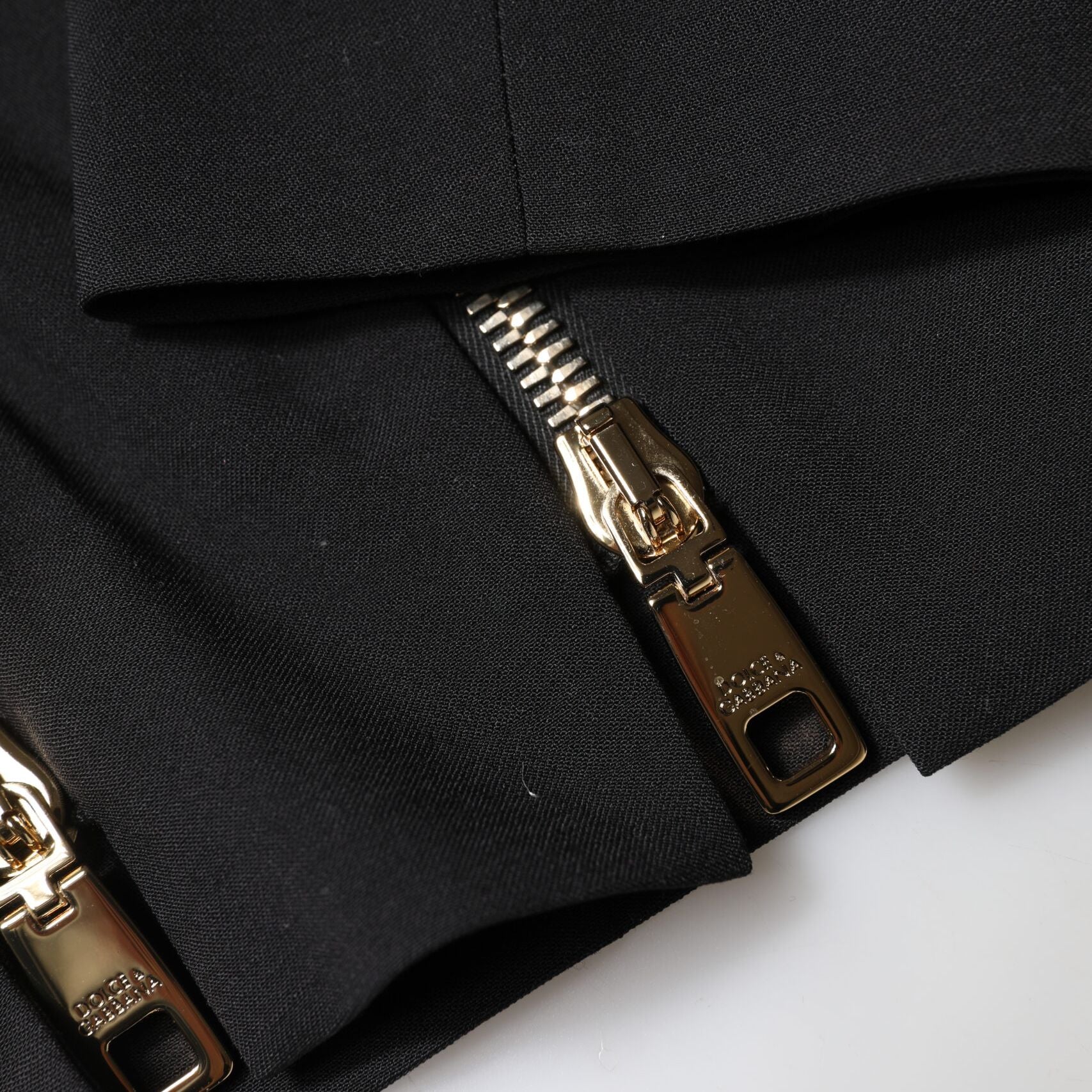 Dolce & Gabbana Black Wool High Waist Zipper Tapered Pants