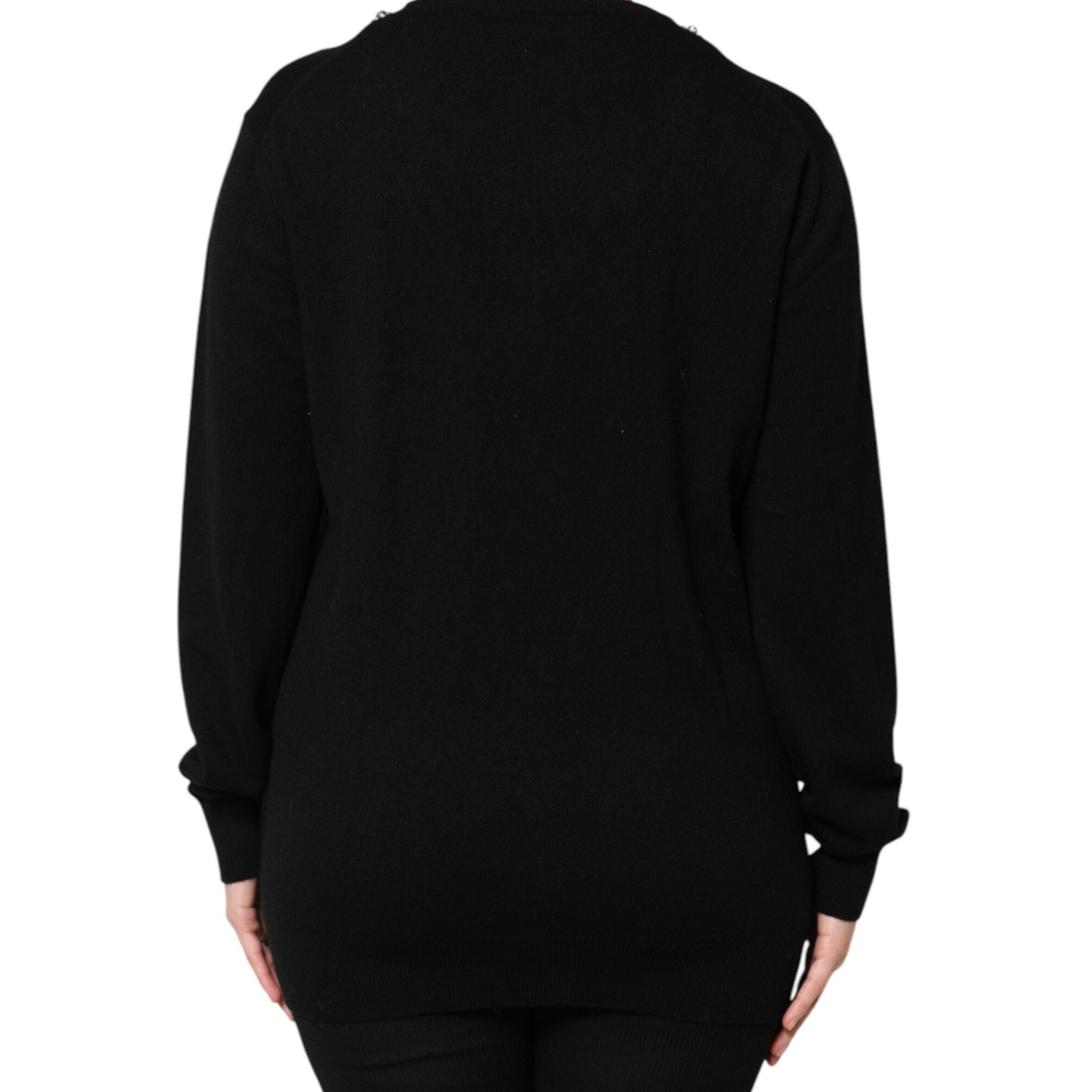 Dolce & Gabbana Black Cashmere Crystal Embellished Sweater