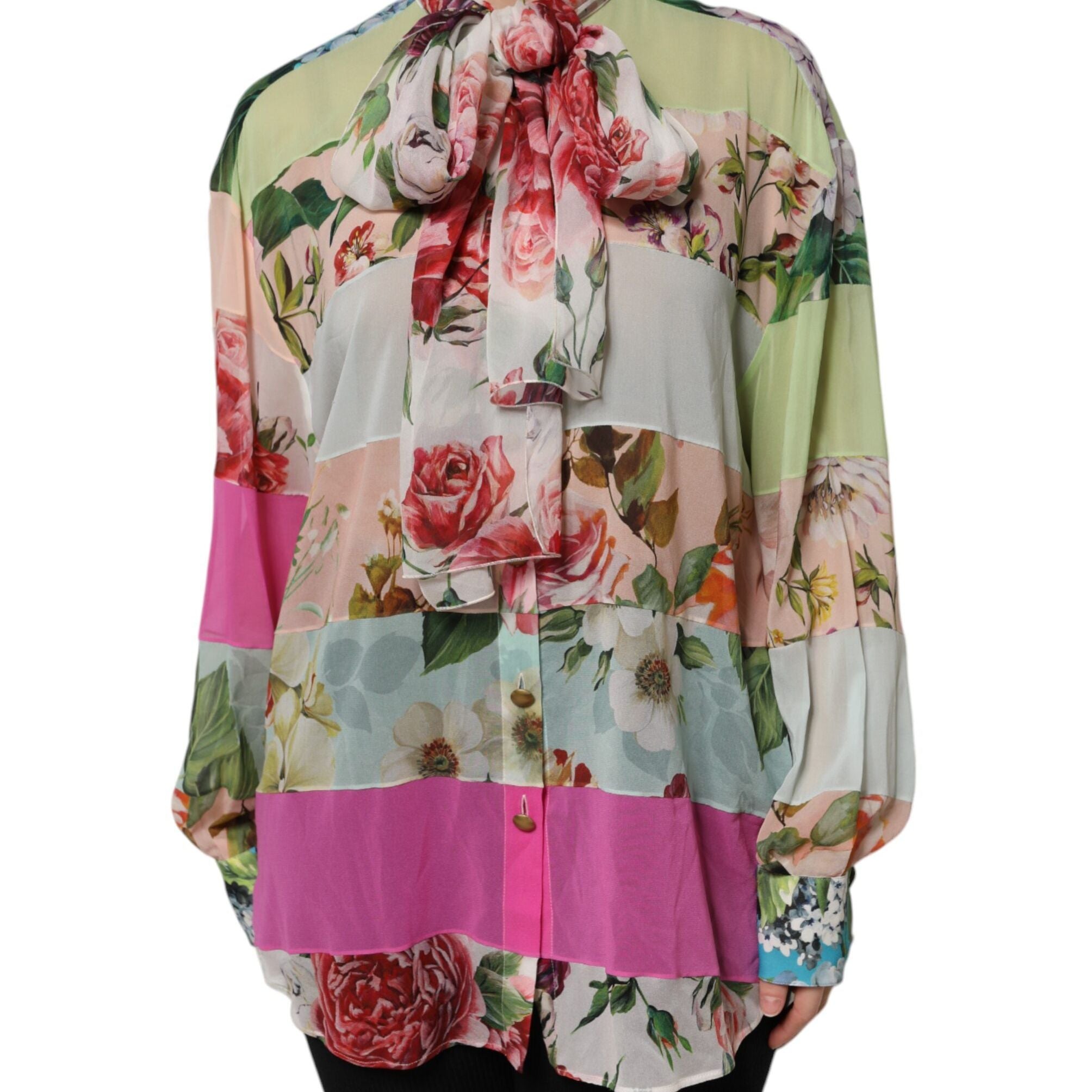 Dolce & Gabbana Multicolor Floral Patchwork Long Sleeves Top