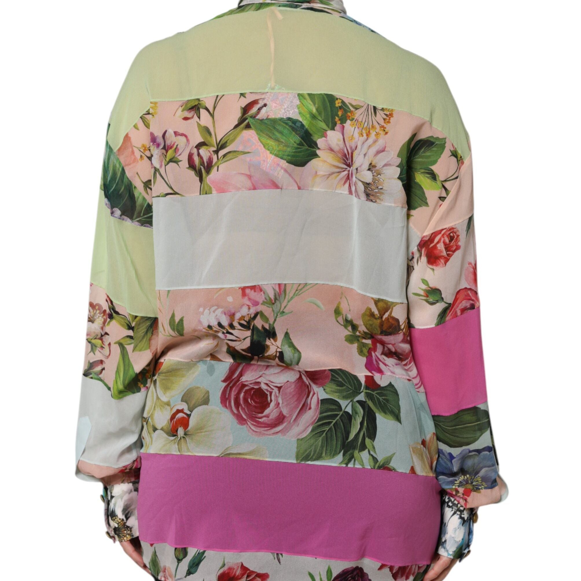 Dolce & Gabbana Multicolor Floral Patchwork Long Sleeves Top