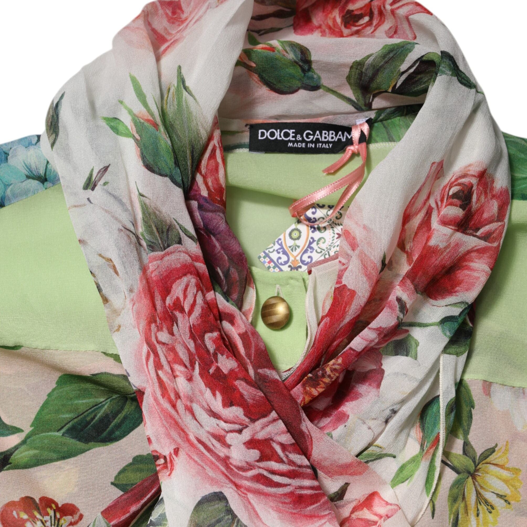 Dolce & Gabbana Multicolor Floral Patchwork Long Sleeves Top