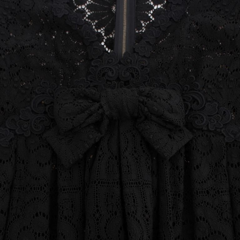 Dolce & Gabbana Black Ricamo Knitted Full Length Maxi Dress