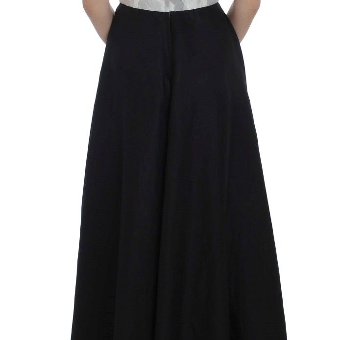 Dolce & Gabbana Black White Floral Silk Sheath Gown Dress