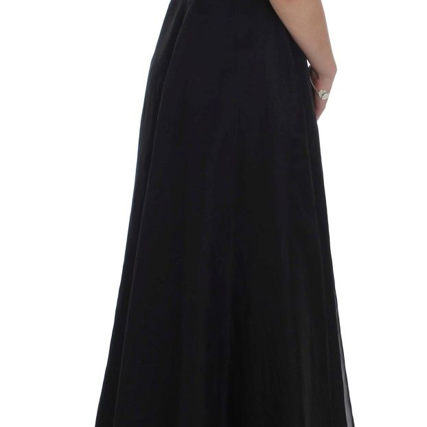 Dolce & Gabbana Black White Floral Silk Sheath Gown Dress