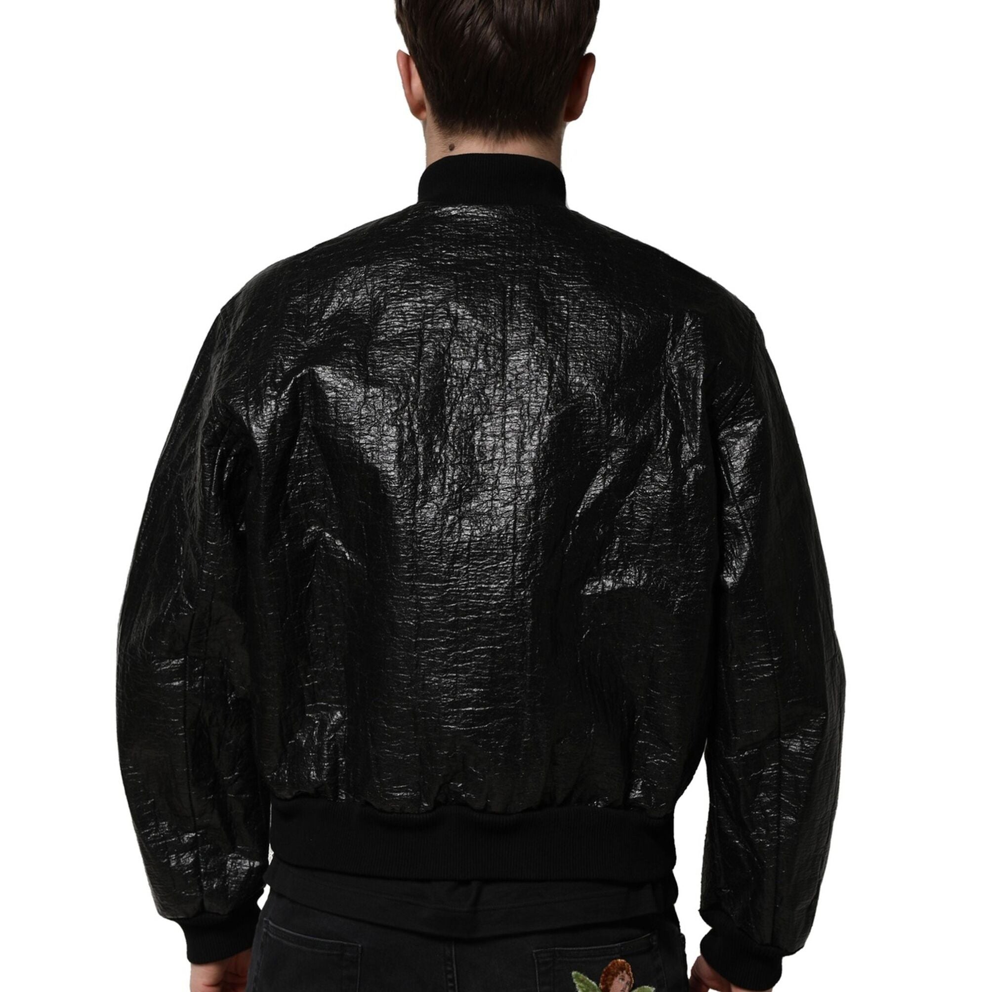Dolce & Gabbana Black Logo Plaque Bomber Full Zipper Jacket