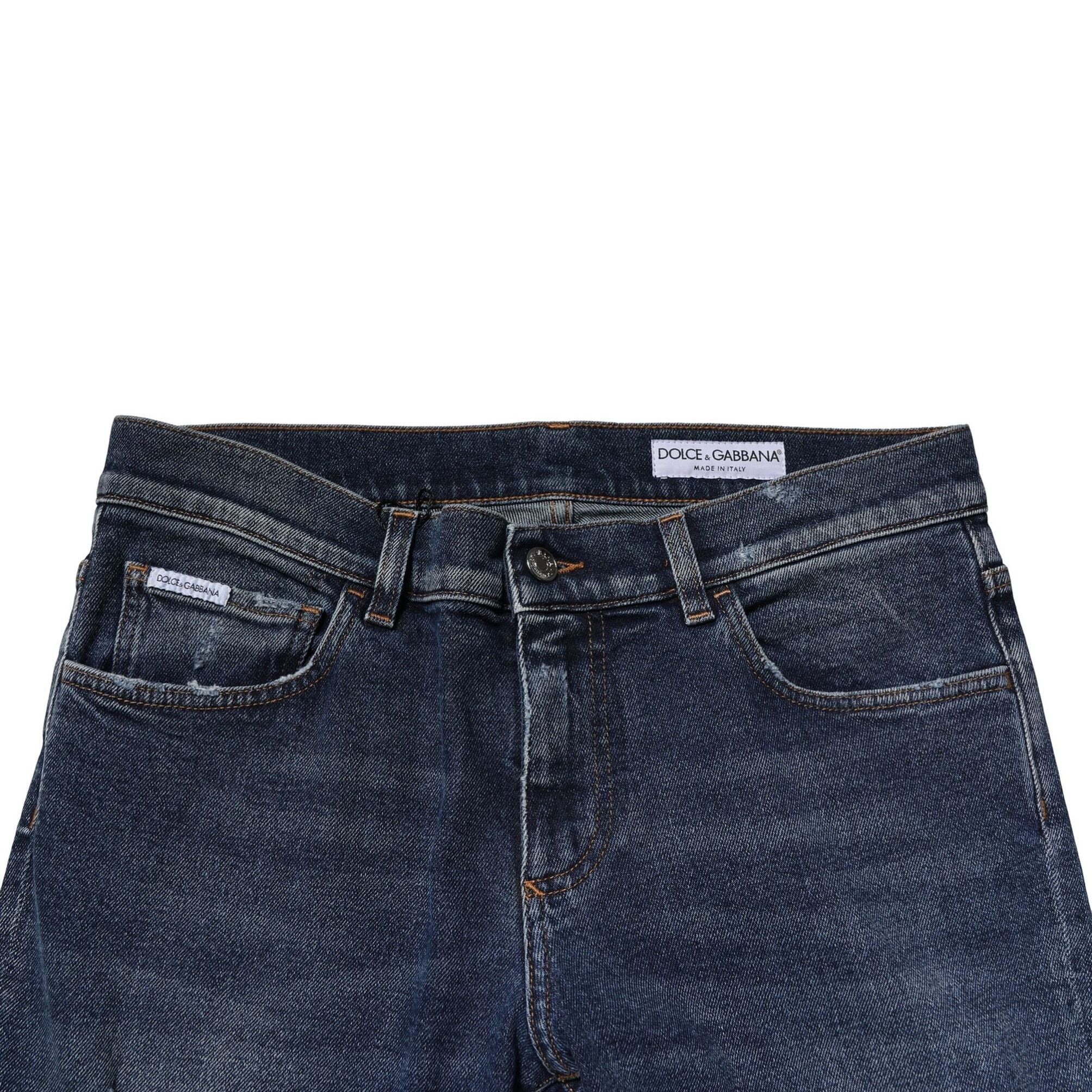 Dolce & Gabbana Blue Washed Skinny Cotton Denim Jeans