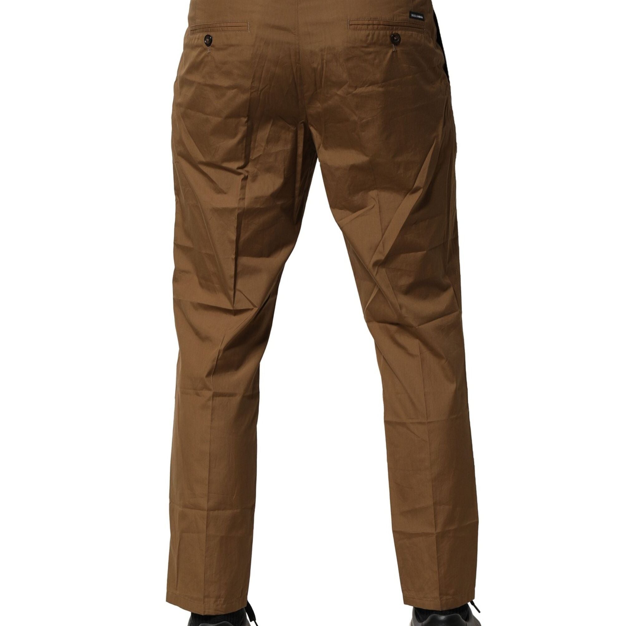 Dolce & Gabbana Brown Cotton Chino Mid Waist Men Pants
