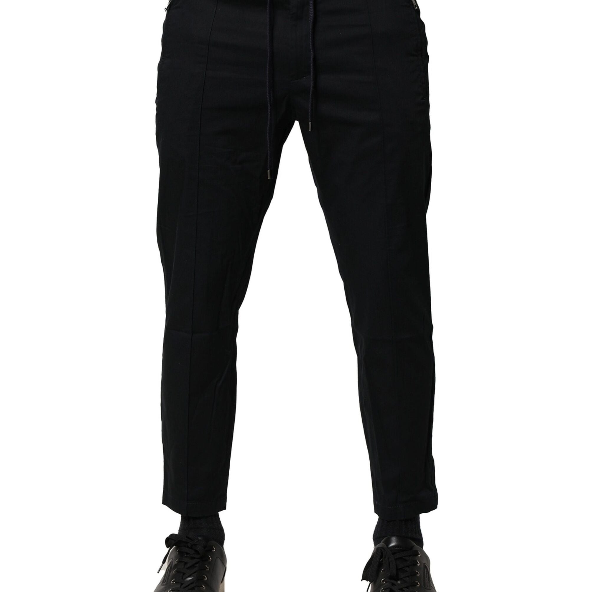 Dolce & Gabbana Black Cotton Mid Waist Jogger Pants
