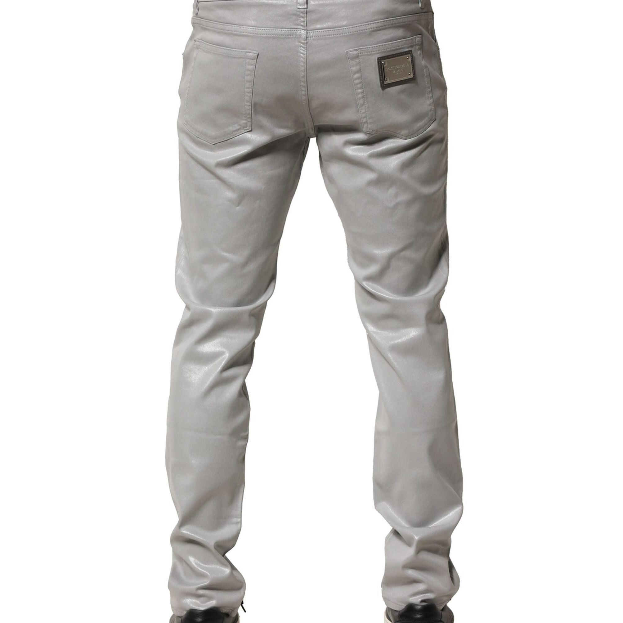 Dolce & Gabbana Silver Cotton Stretch Slim Denim Jeans