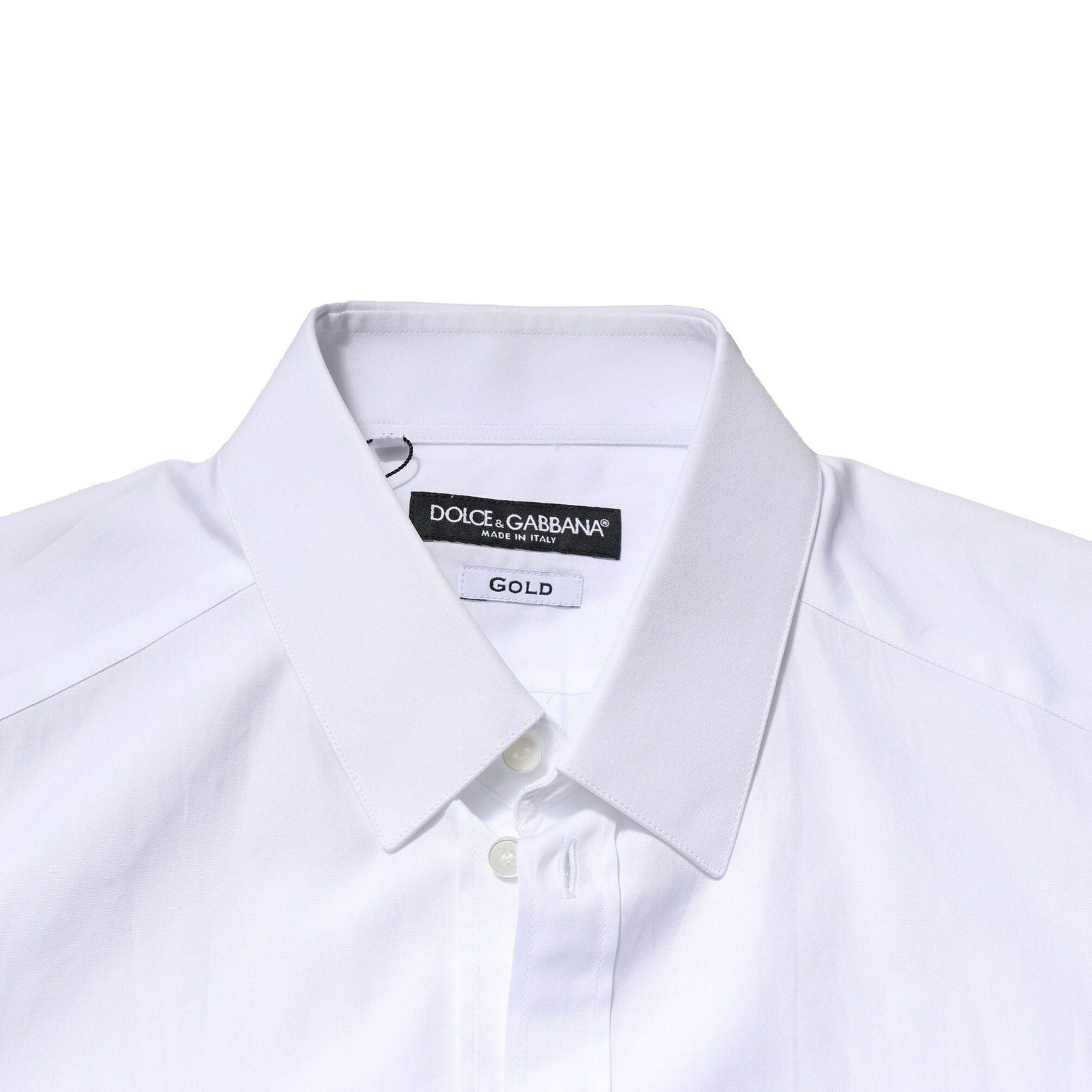 Dolce & Gabbana White GOLD Crown Cotton Dress Formal Shirt