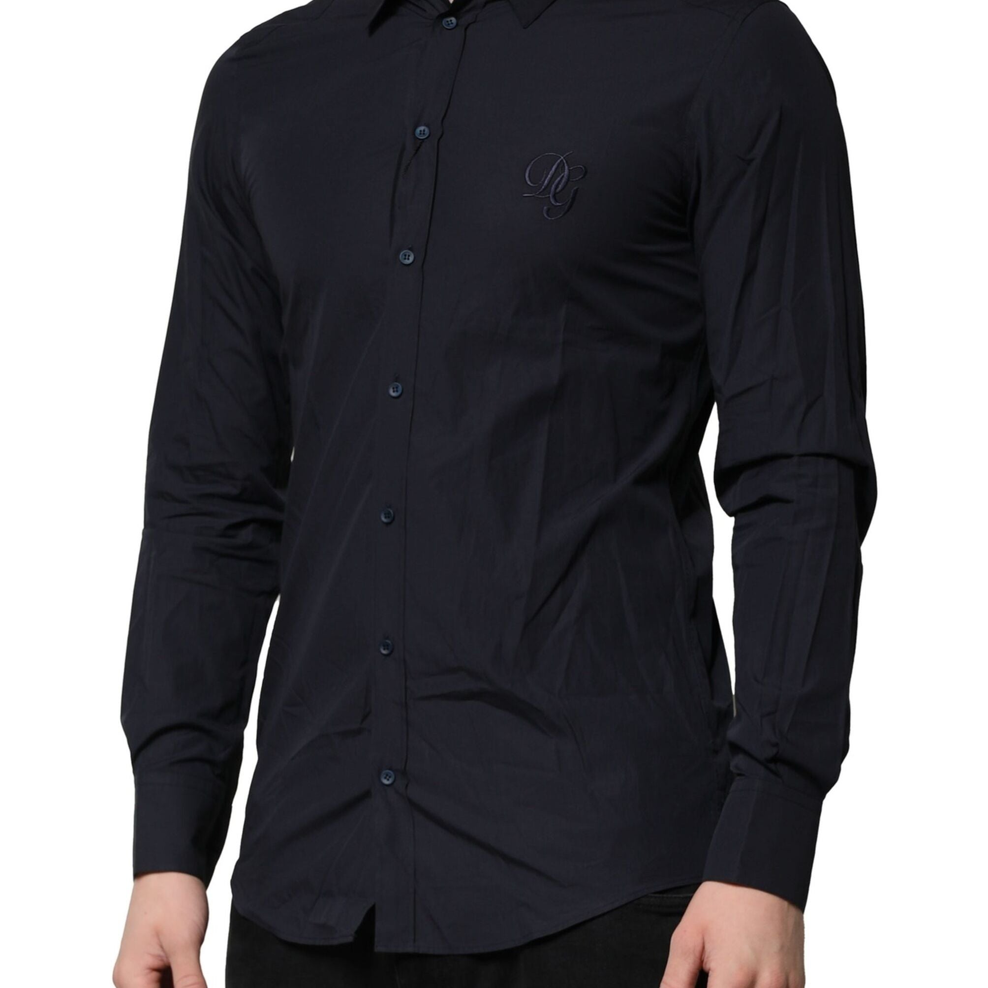 Dolce & Gabbana Dark Blue MARTINI Cotton Dress Formal Shirt