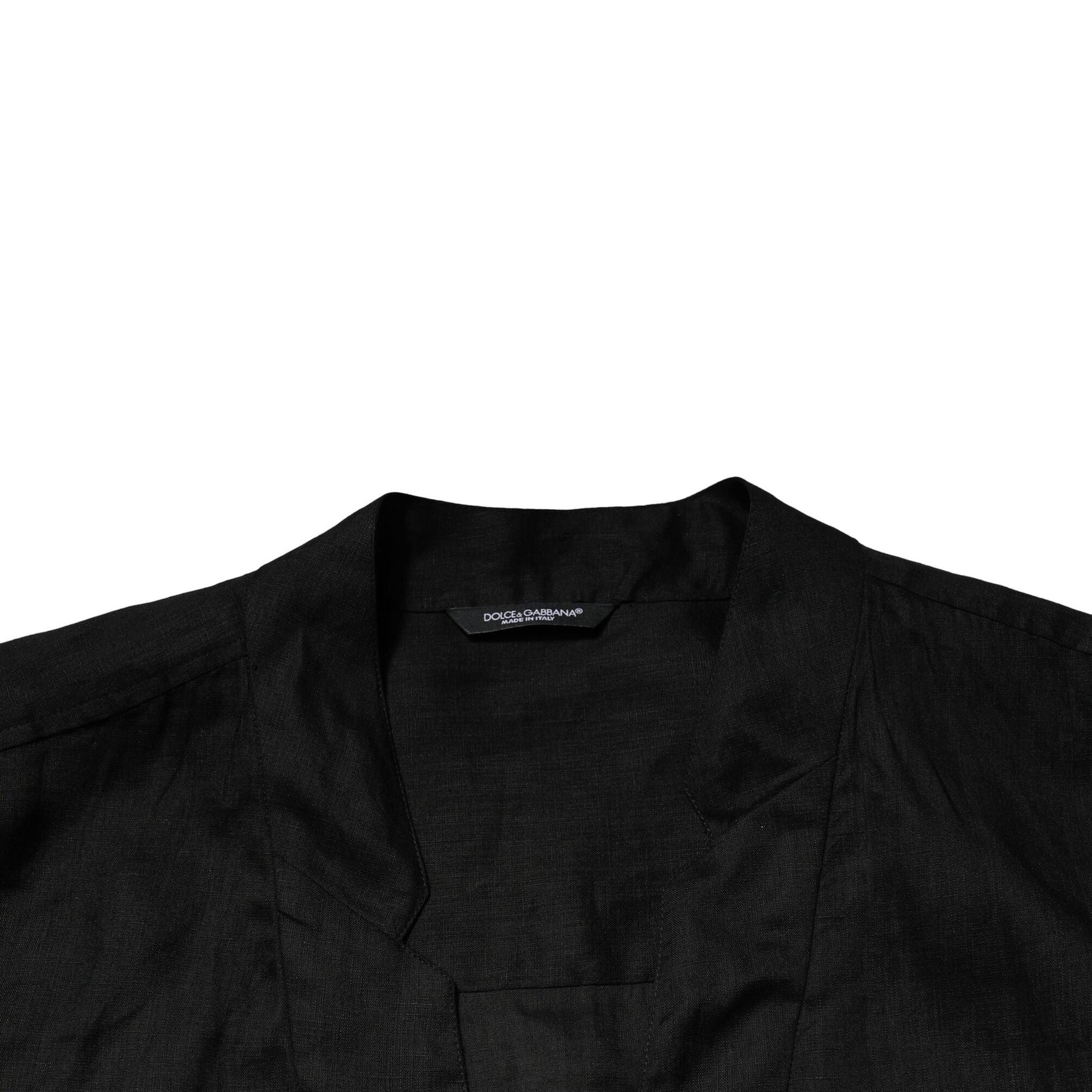 Dolce & Gabbana Black Linen Long Sleeves Men Casual Shirt