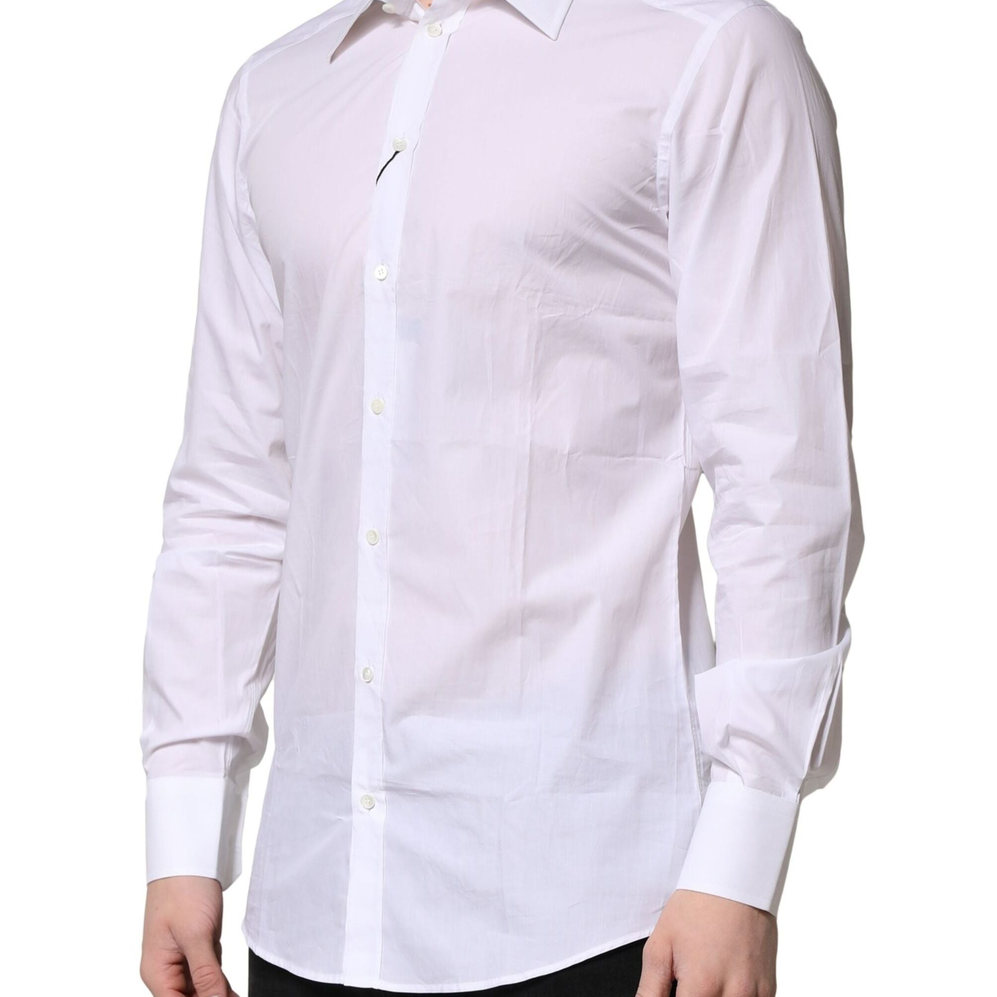 Dolce & Gabbana White Cotton GOLD Long Sleeves Formal Shirt