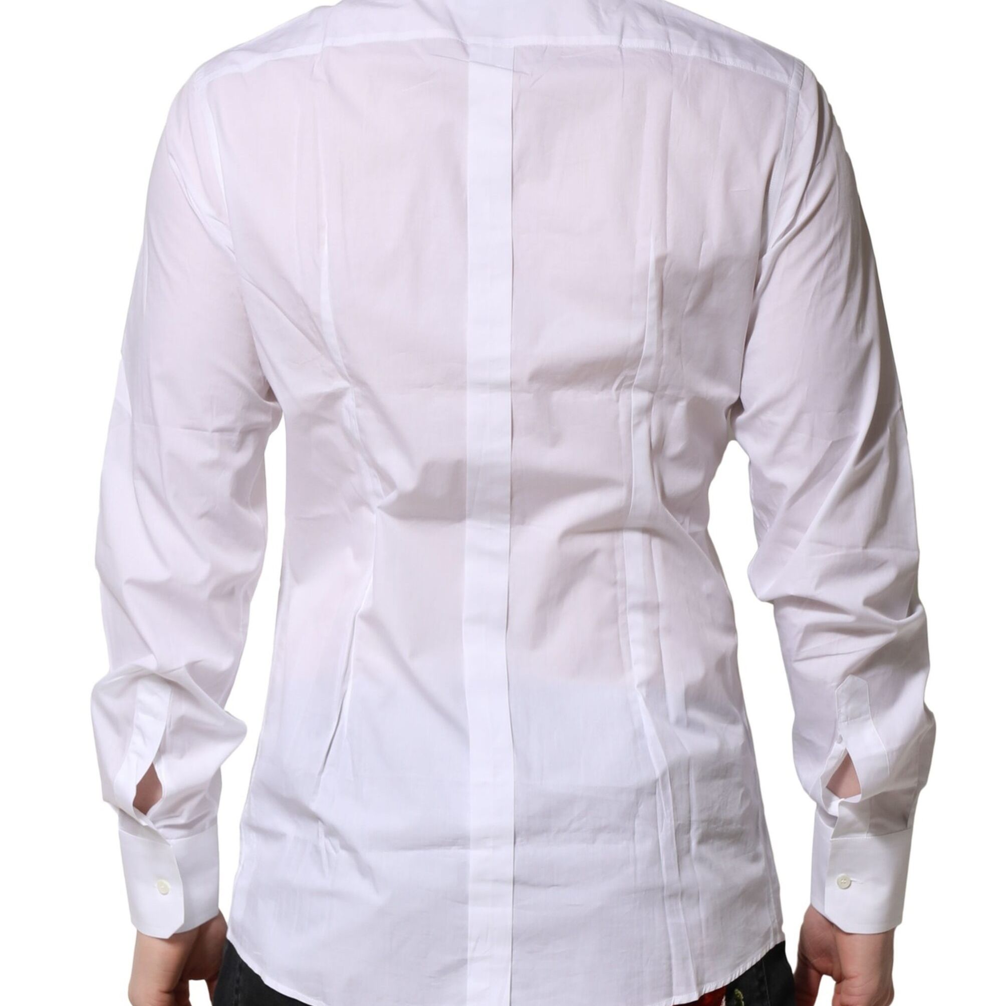 Dolce & Gabbana White Cotton GOLD Long Sleeves Formal Shirt