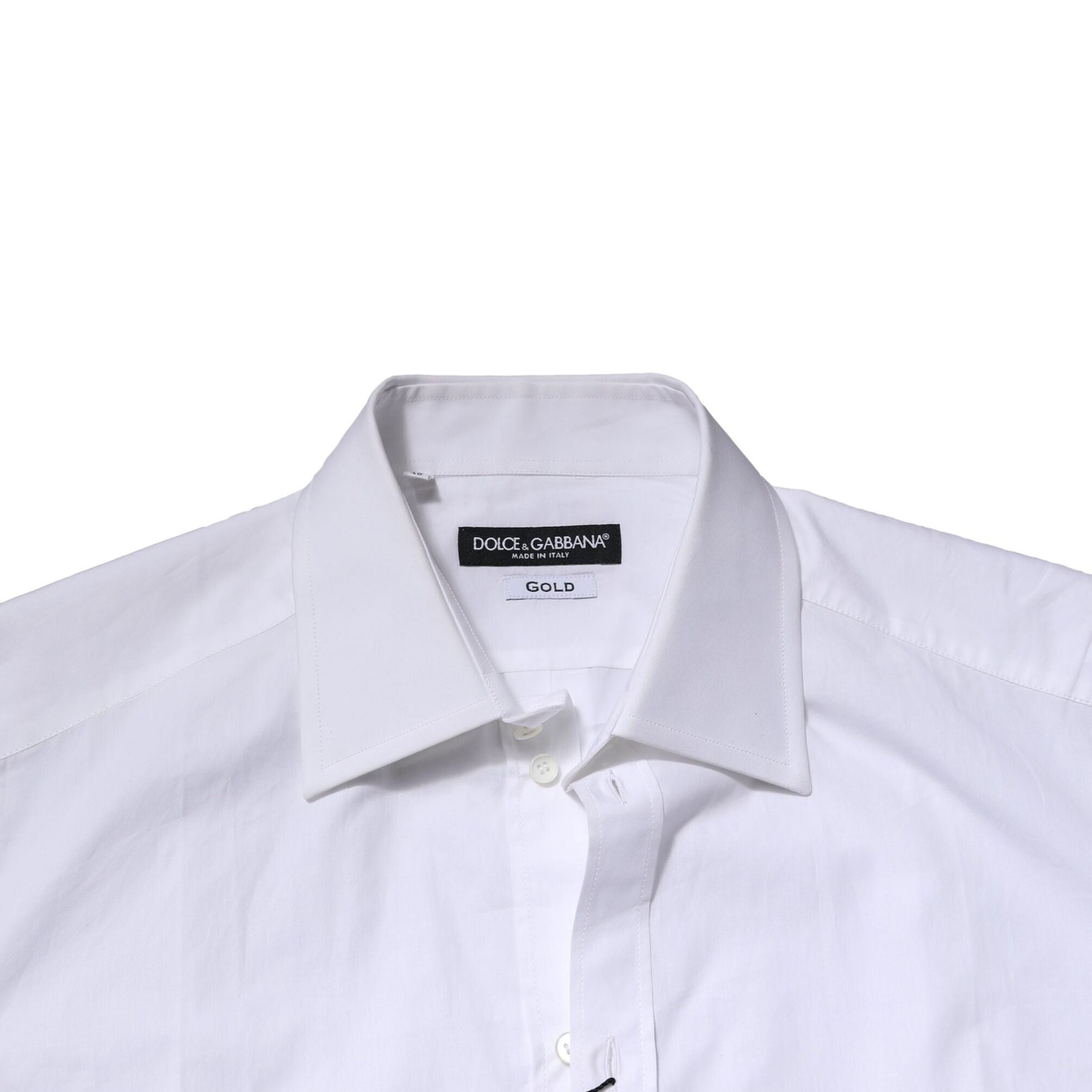 Dolce & Gabbana White Cotton GOLD Long Sleeves Formal Shirt
