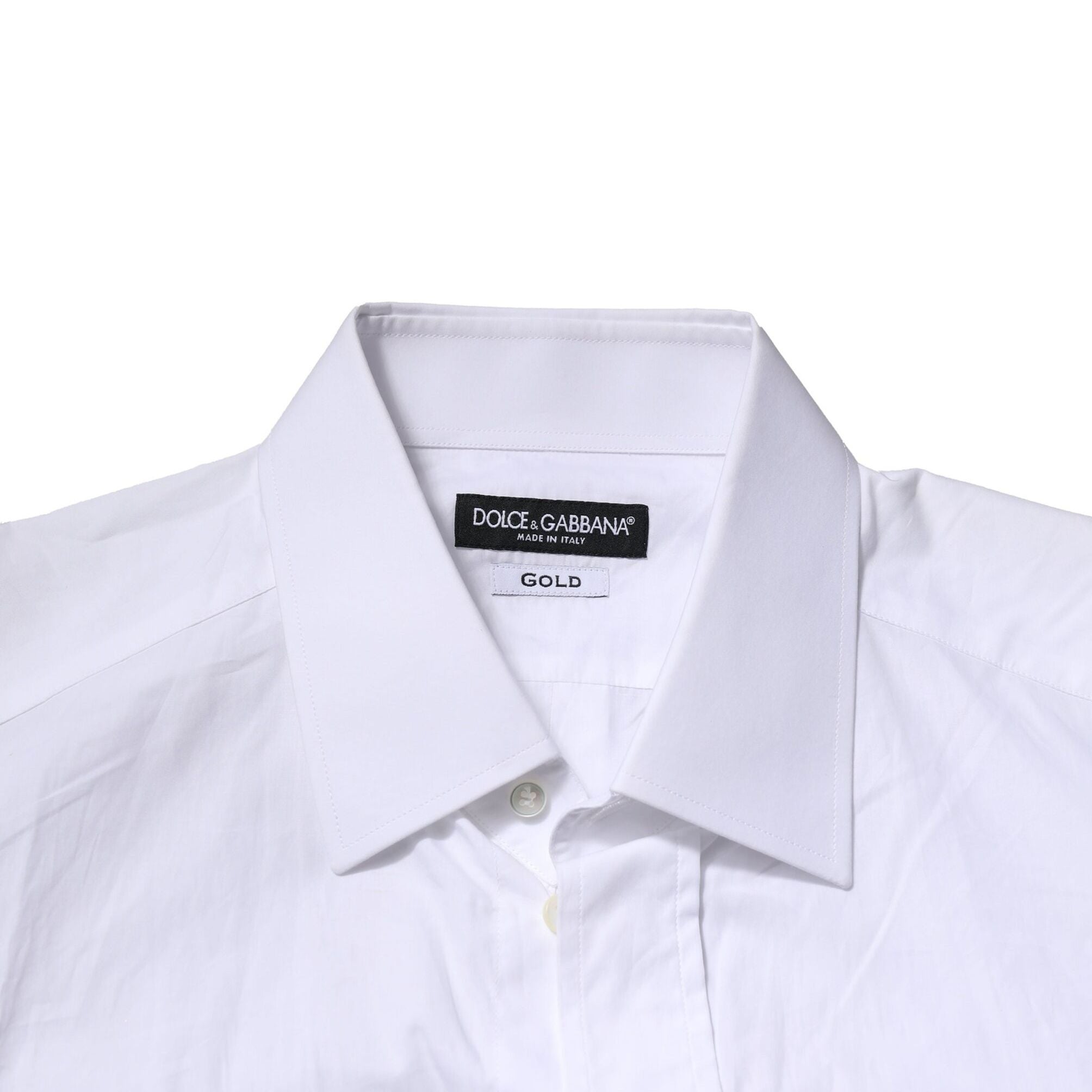 Dolce & Gabbana White GOLD Cotton Men Dress Formal Shirt