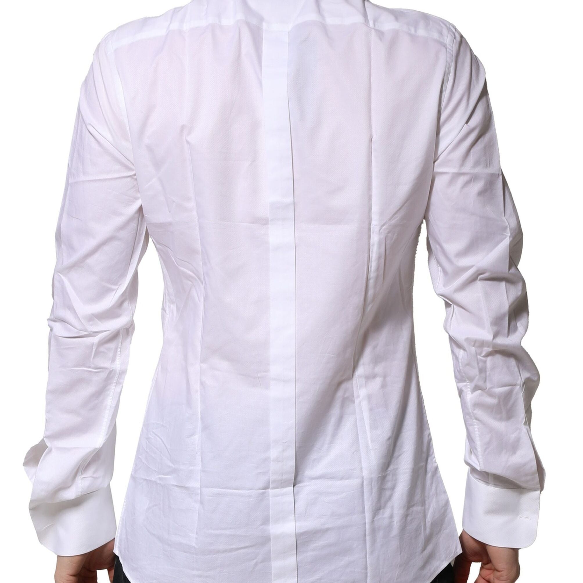 Dolce & Gabbana White Bib Cotton Poplin GOLD Men Formal Shirt