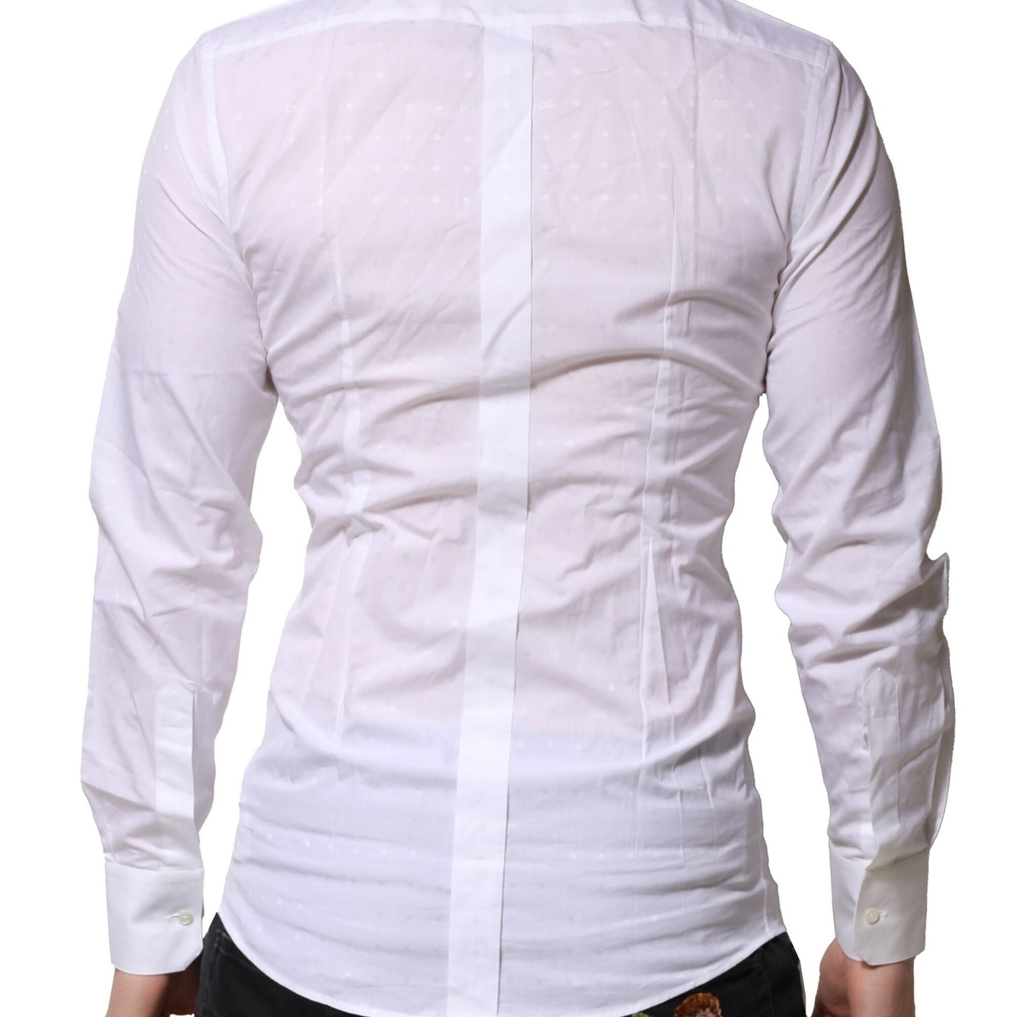 Dolce & Gabbana White GOLD Long Sleeves Dress Men Formal Shirt