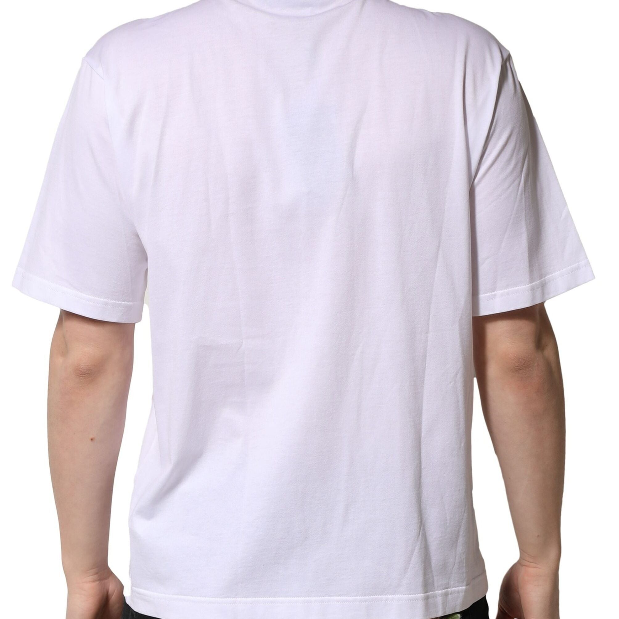 Dolce & Gabbana White Embellished Cotton Crew Neck T-shirt