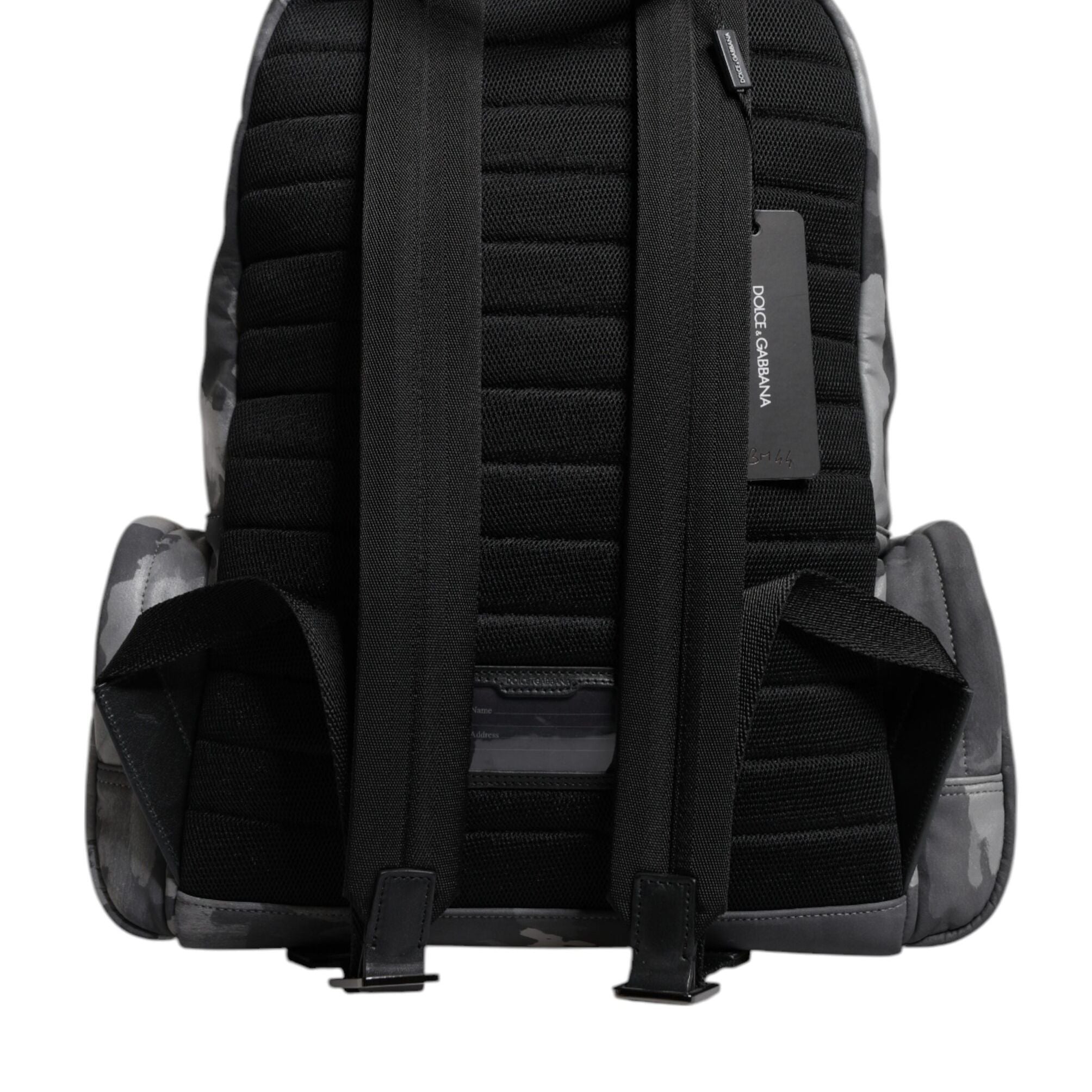 Dolce & Gabbana Gray Cotton Camouflage Logo Plaque Backpack Bag