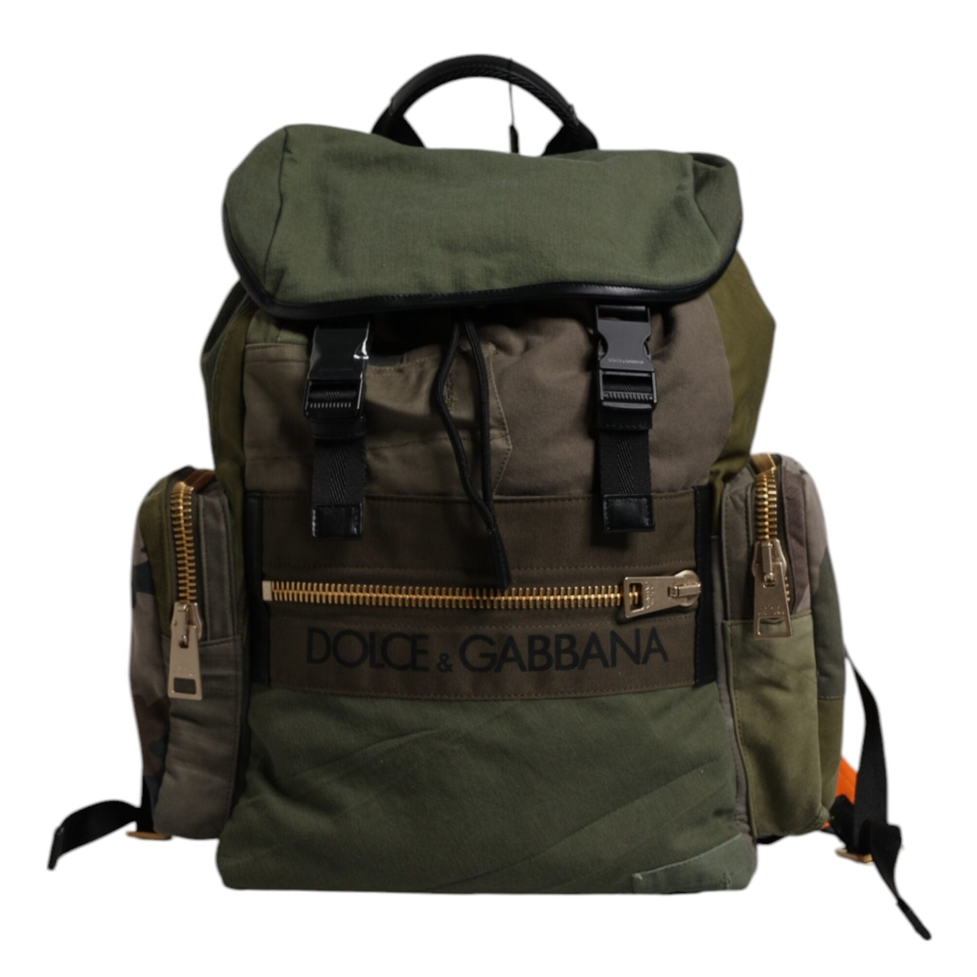 Dolce & Gabbana Green Patchwork Travel Backpack Military Bag