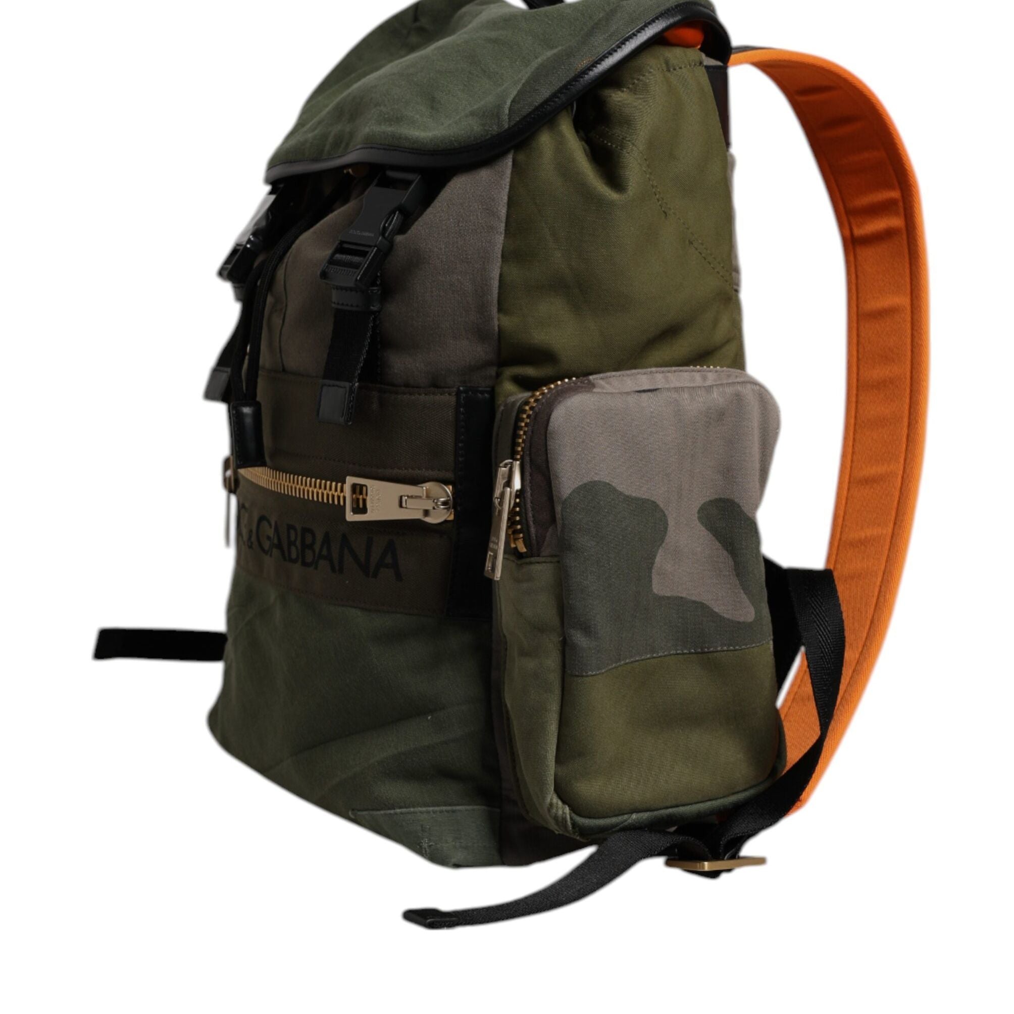 Dolce & Gabbana Green Patchwork Travel Backpack Military Bag