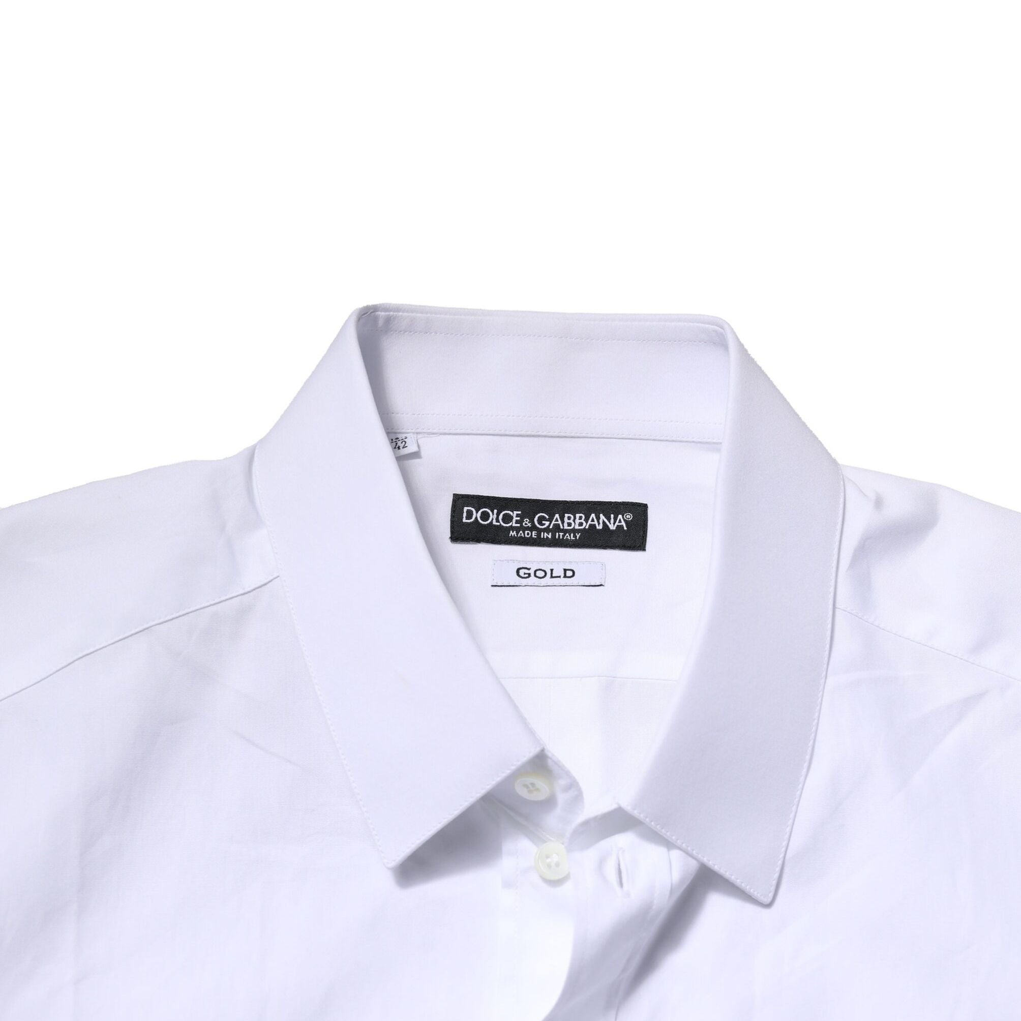 Dolce & Gabbana White Cotton GOLD Long Sleeves Formal Shirt
