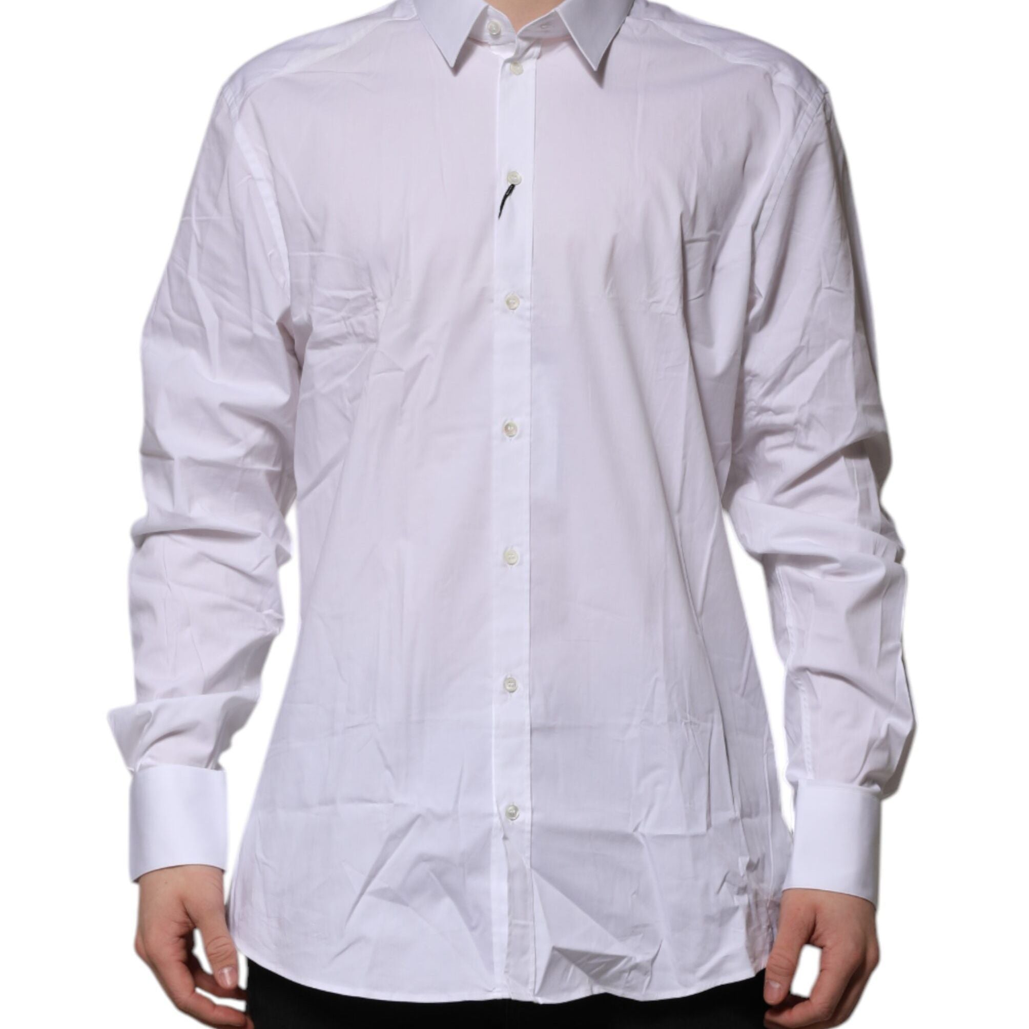 Dolce & Gabbana White Cotton GOLD Long Sleeves Formal Shirt
