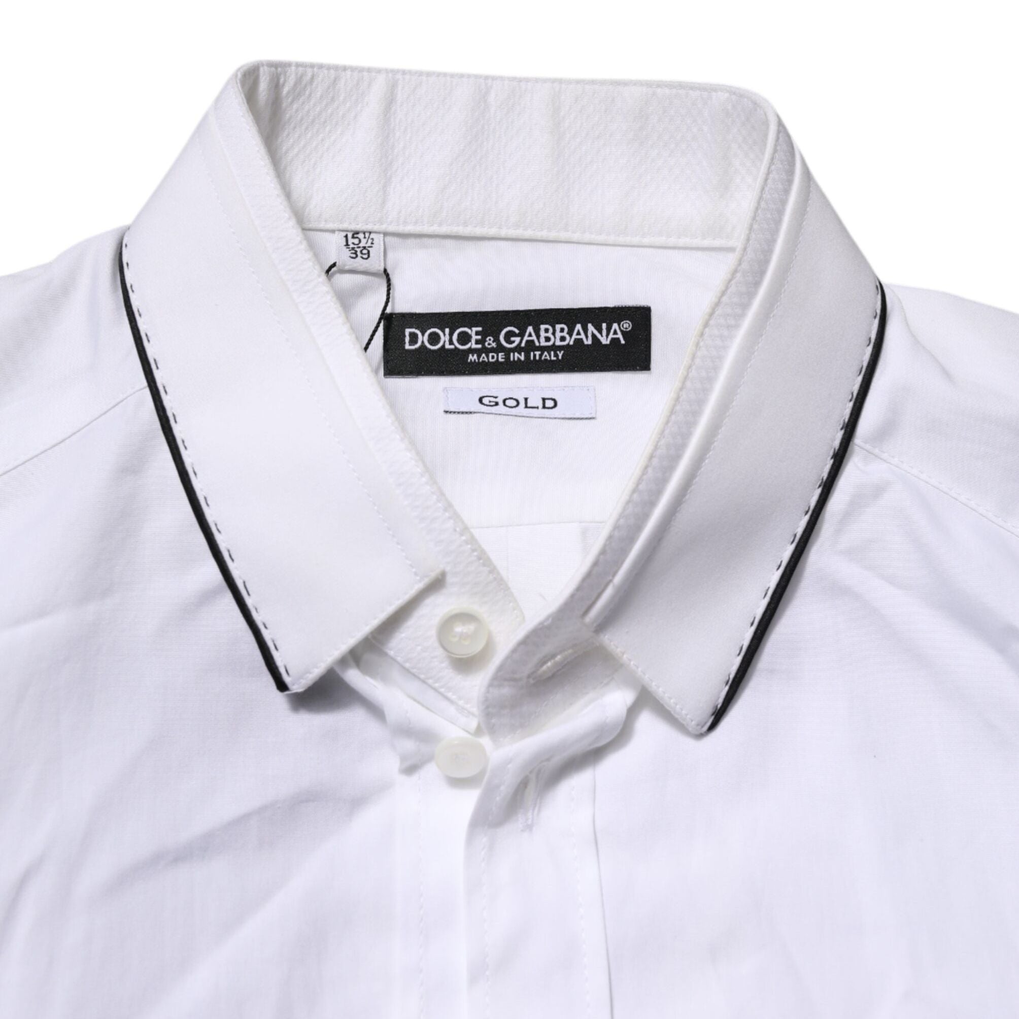 Dolce & Gabbana White Cotton GOLD Long Sleeves Formal Shirt