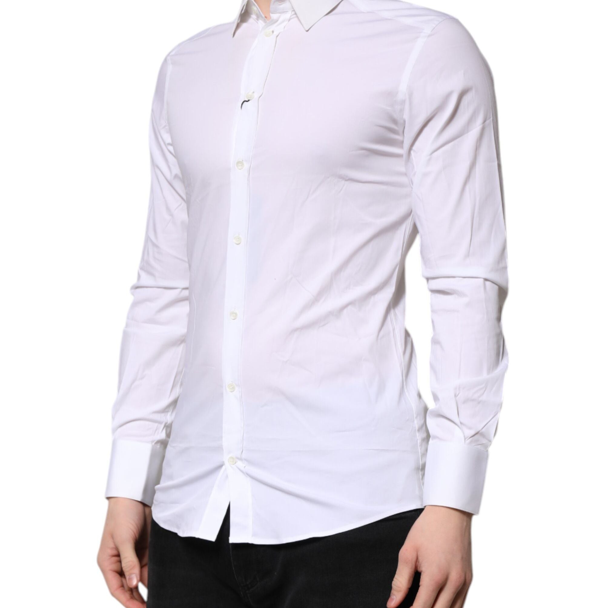 Dolce & Gabbana White GOLD Long Sleeves Dress Formal Shirt