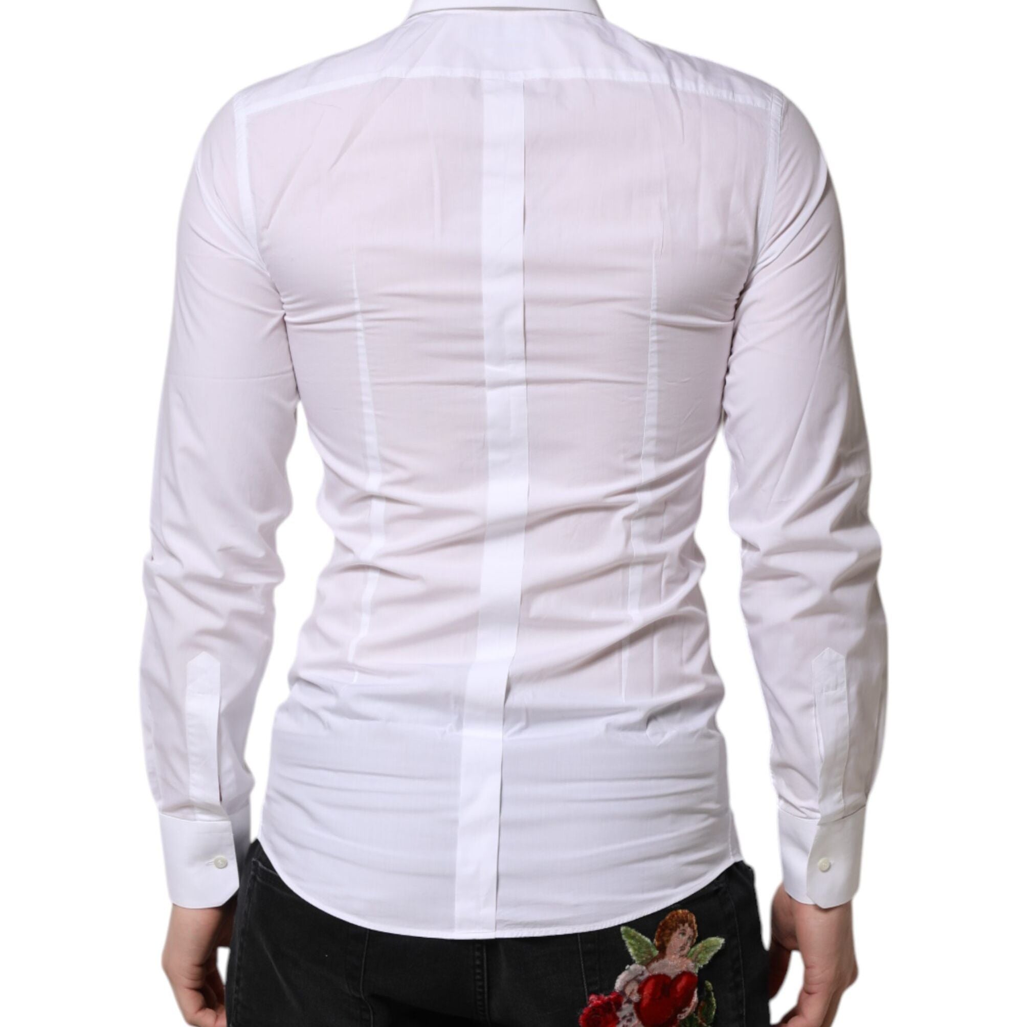 Dolce & Gabbana White GOLD Long Sleeves Dress Men Formal Shirt
