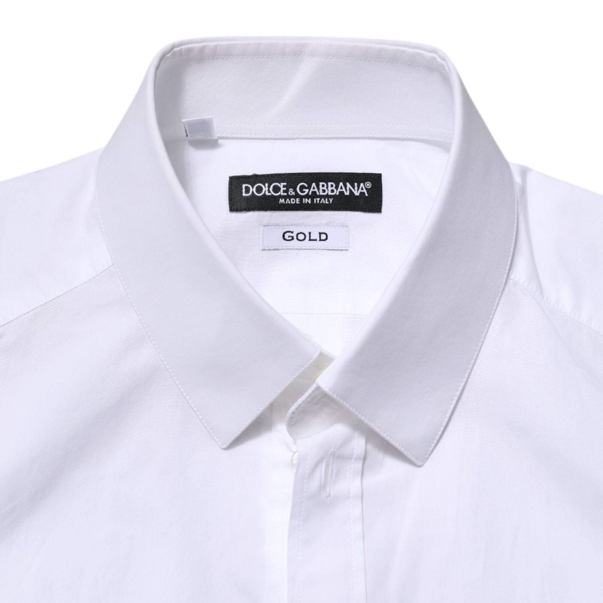 Dolce & Gabbana White GOLD Long Sleeves Dress Men Formal Shirt