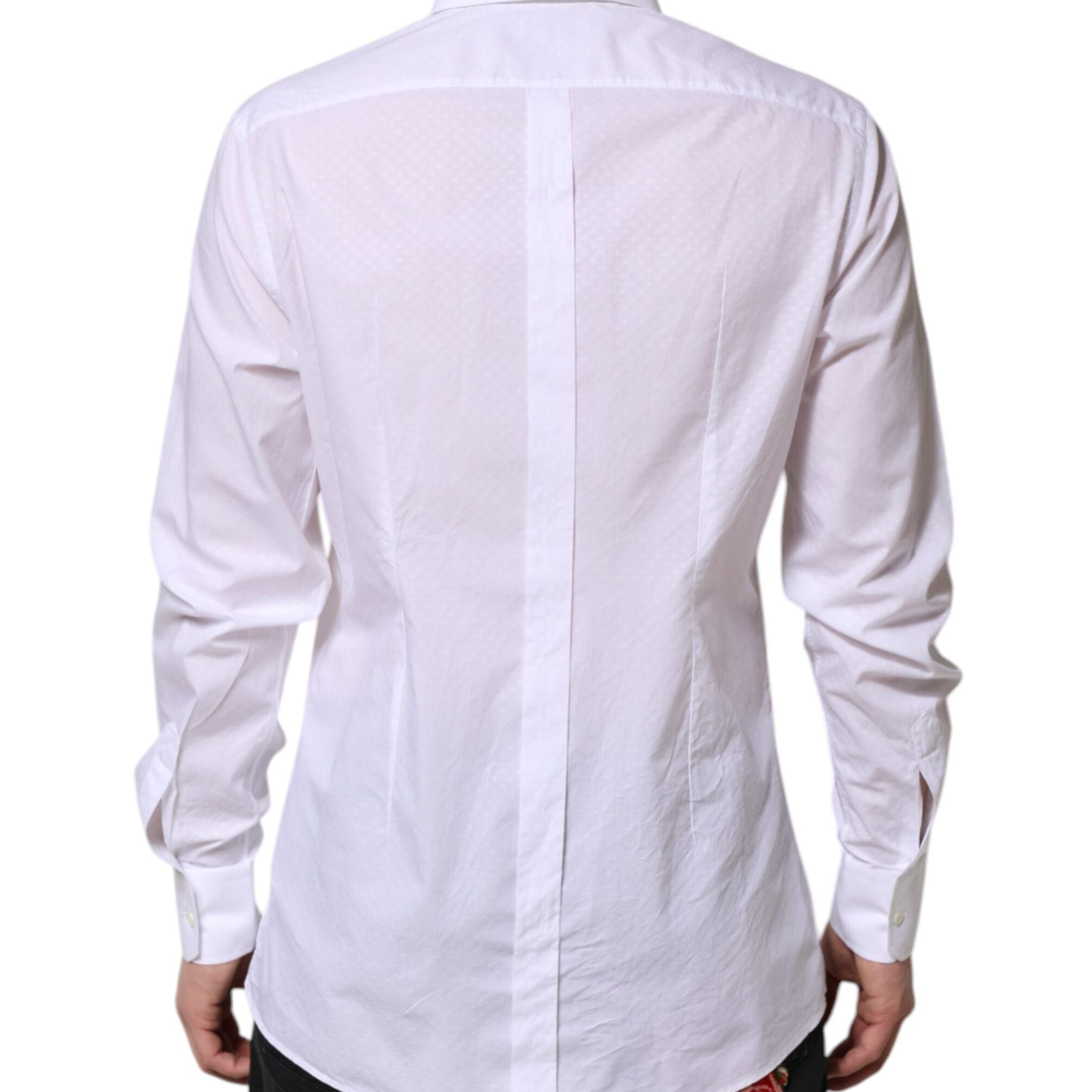Dolce & Gabbana White GOLD Cotton Long Sleeves Formal Shirt