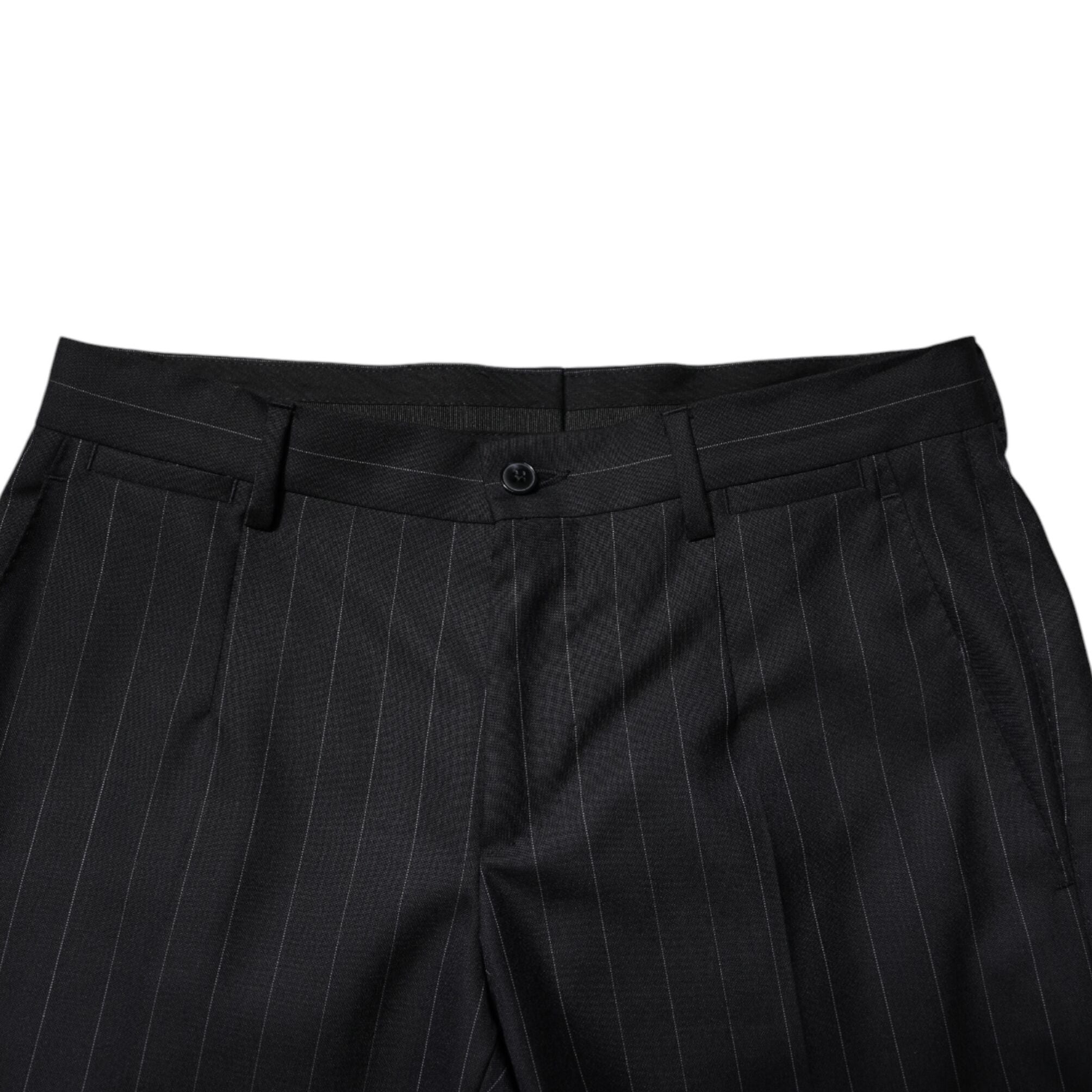 Dolce & Gabbana Black Wool Striped Formal Pants