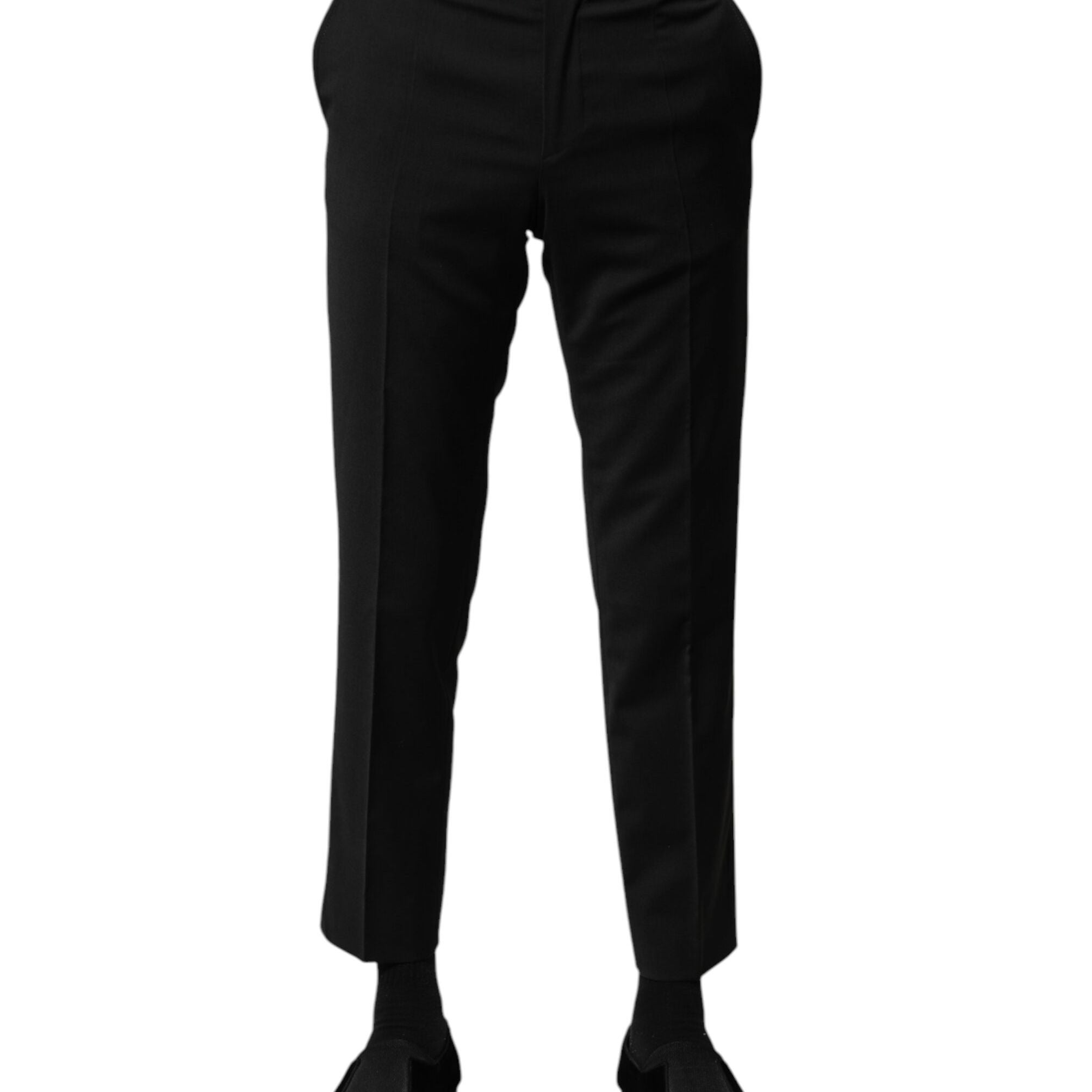 Dolce & Gabbana Black Wool Formal Men Cropped Pants
