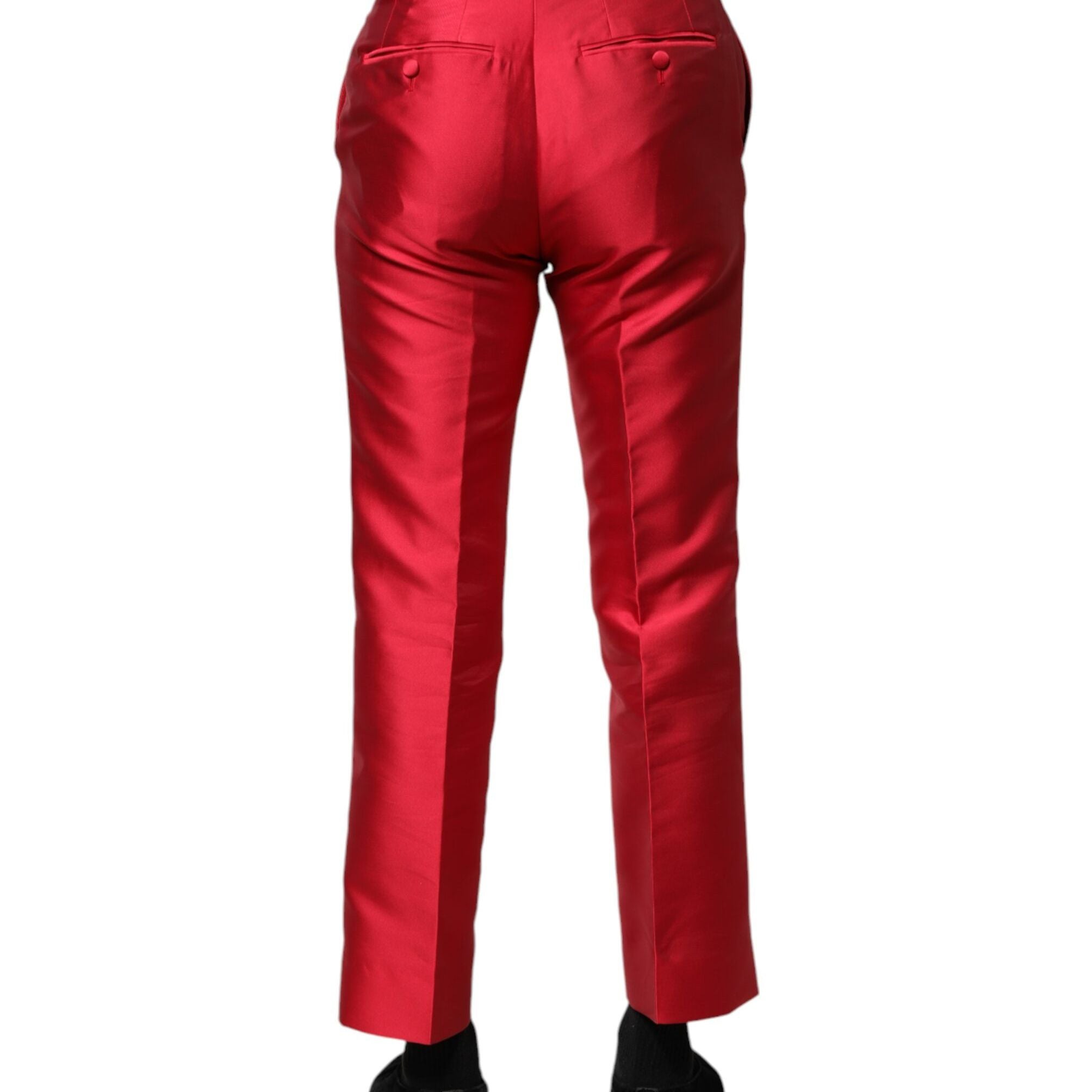 Dolce & Gabbana Red Polyester Cropped Dress Pants