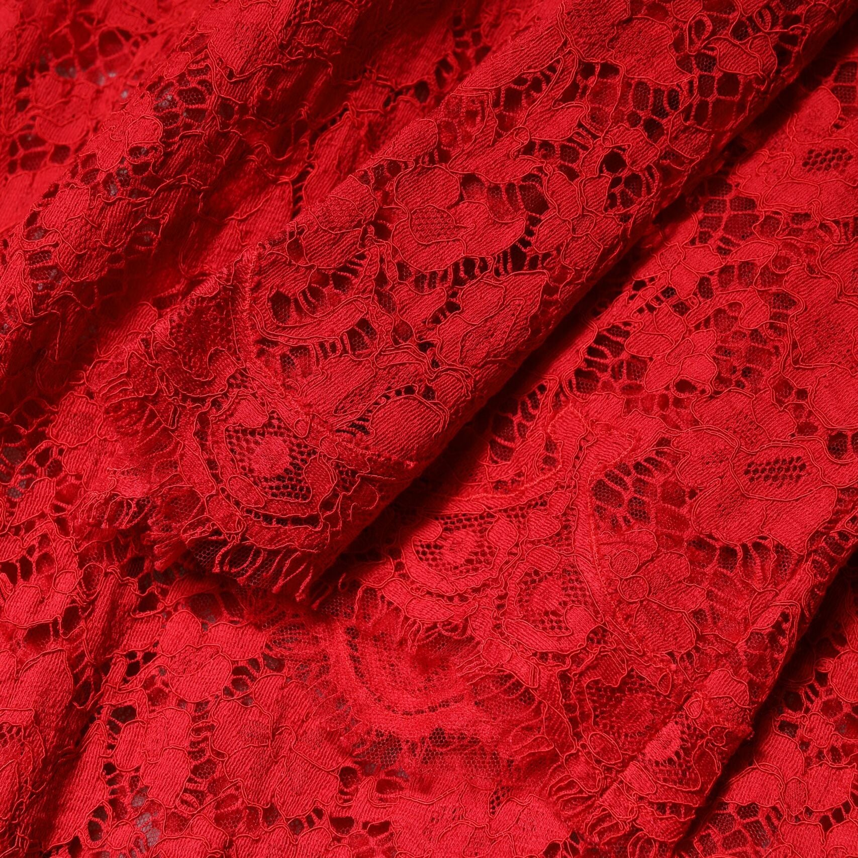 Dolce & Gabbana Red Floral Lace Rhinestone Embellished Dress