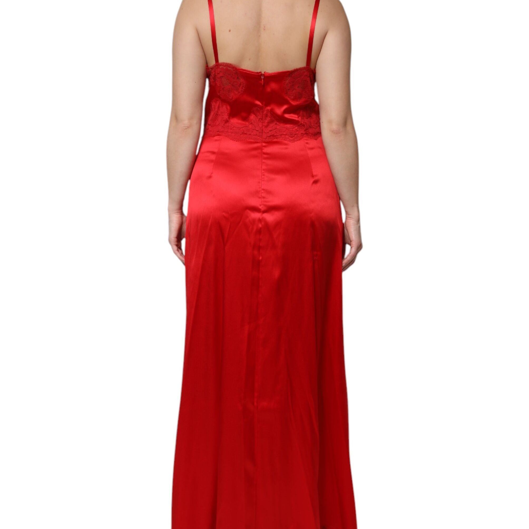 Dolce & Gabbana Red Silk Sleeveless Maxi Long Dress