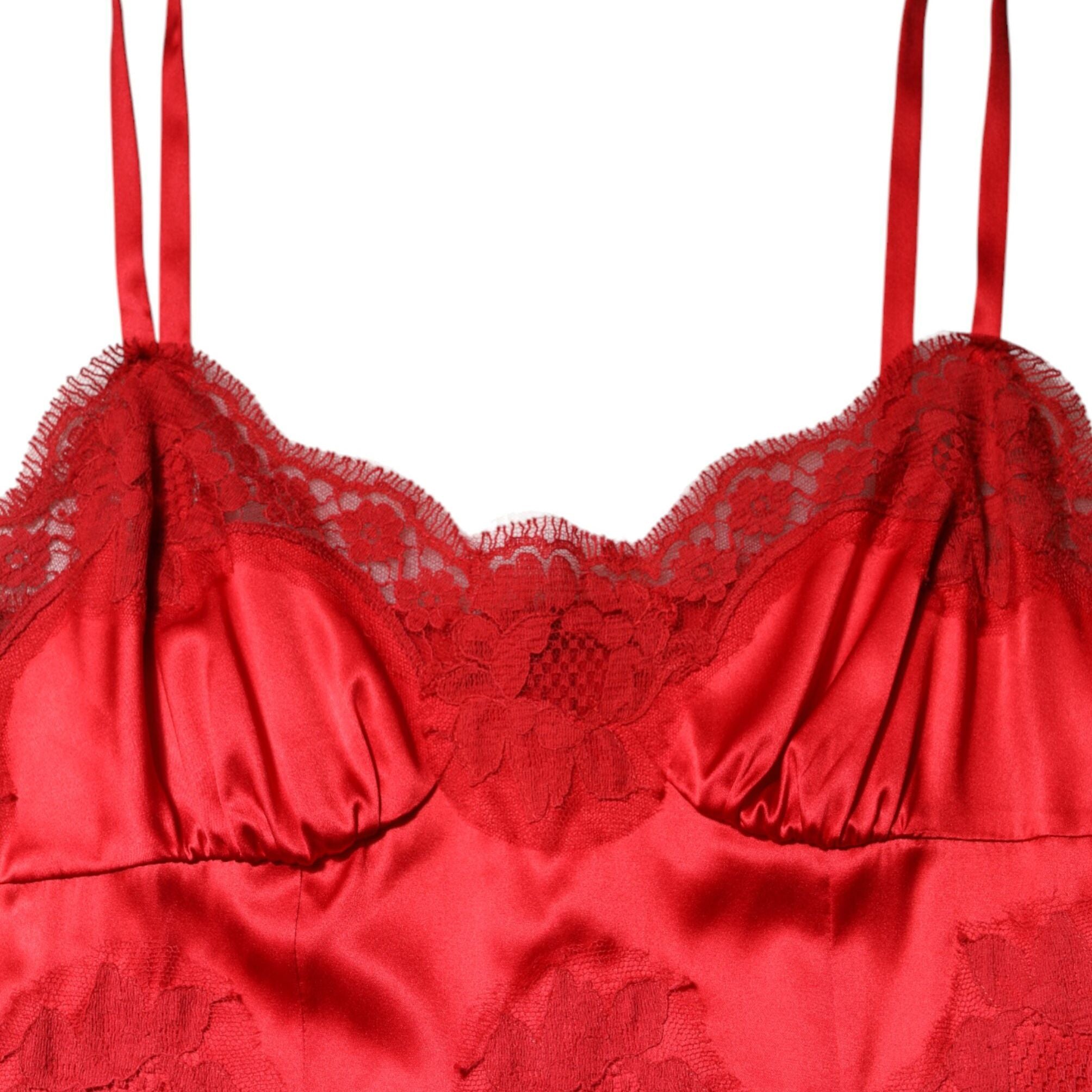 Dolce & Gabbana Red Silk Sleeveless Maxi Long Dress
