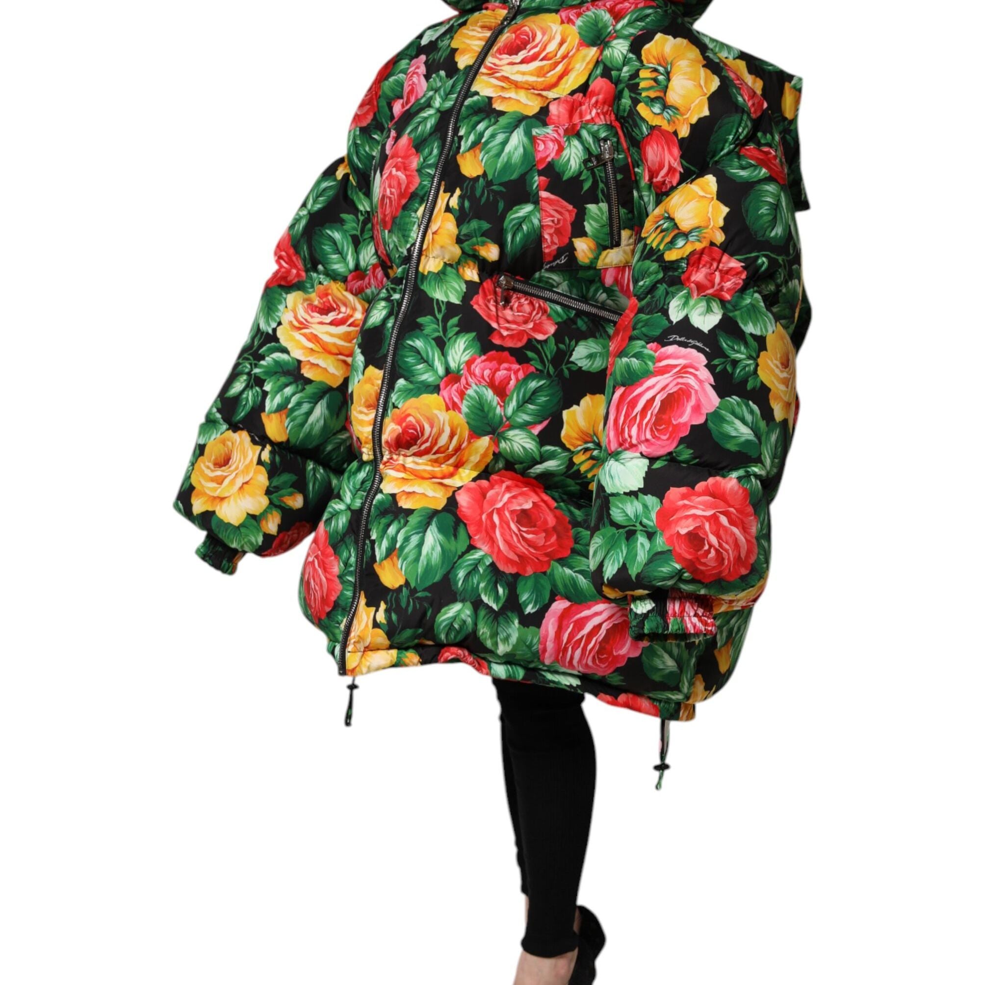 Dolce & Gabbana Multicolor Floral Puffer Hooded Jacket