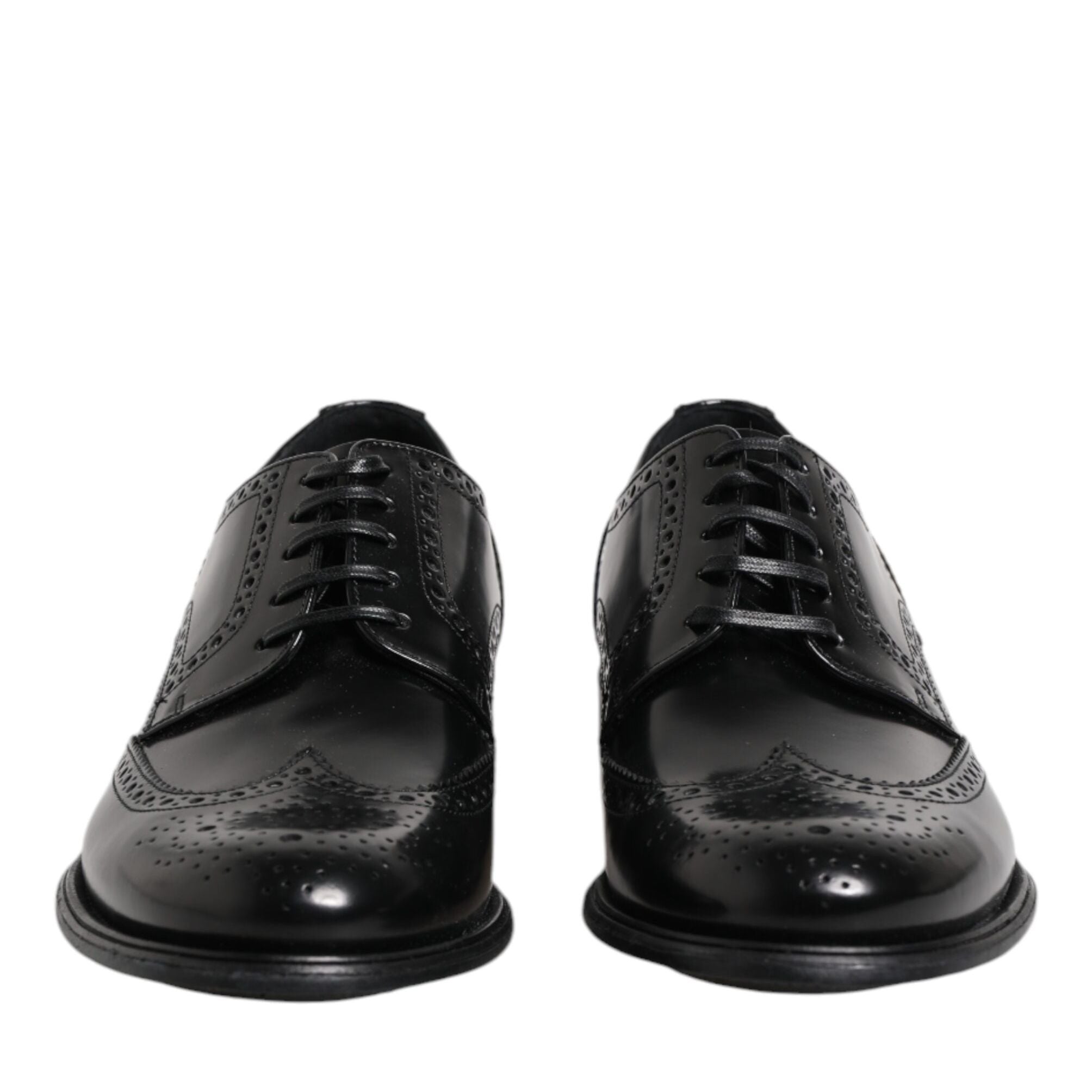 Dolce & Gabbana Black Leather Derby Wingtip Formal Shoes