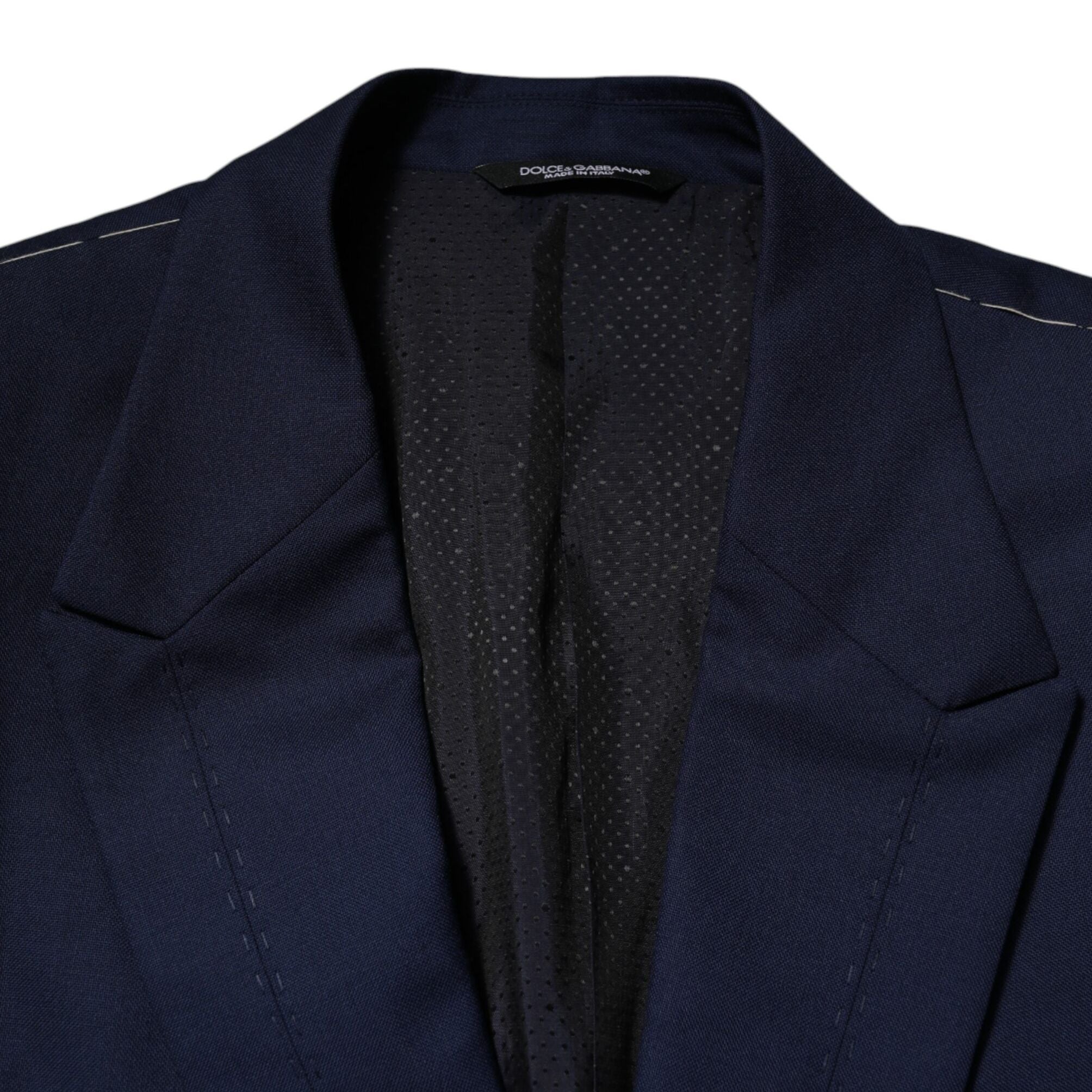 Dolce & Gabbana Blue Wool Single Breasted Suit Coat Blazer