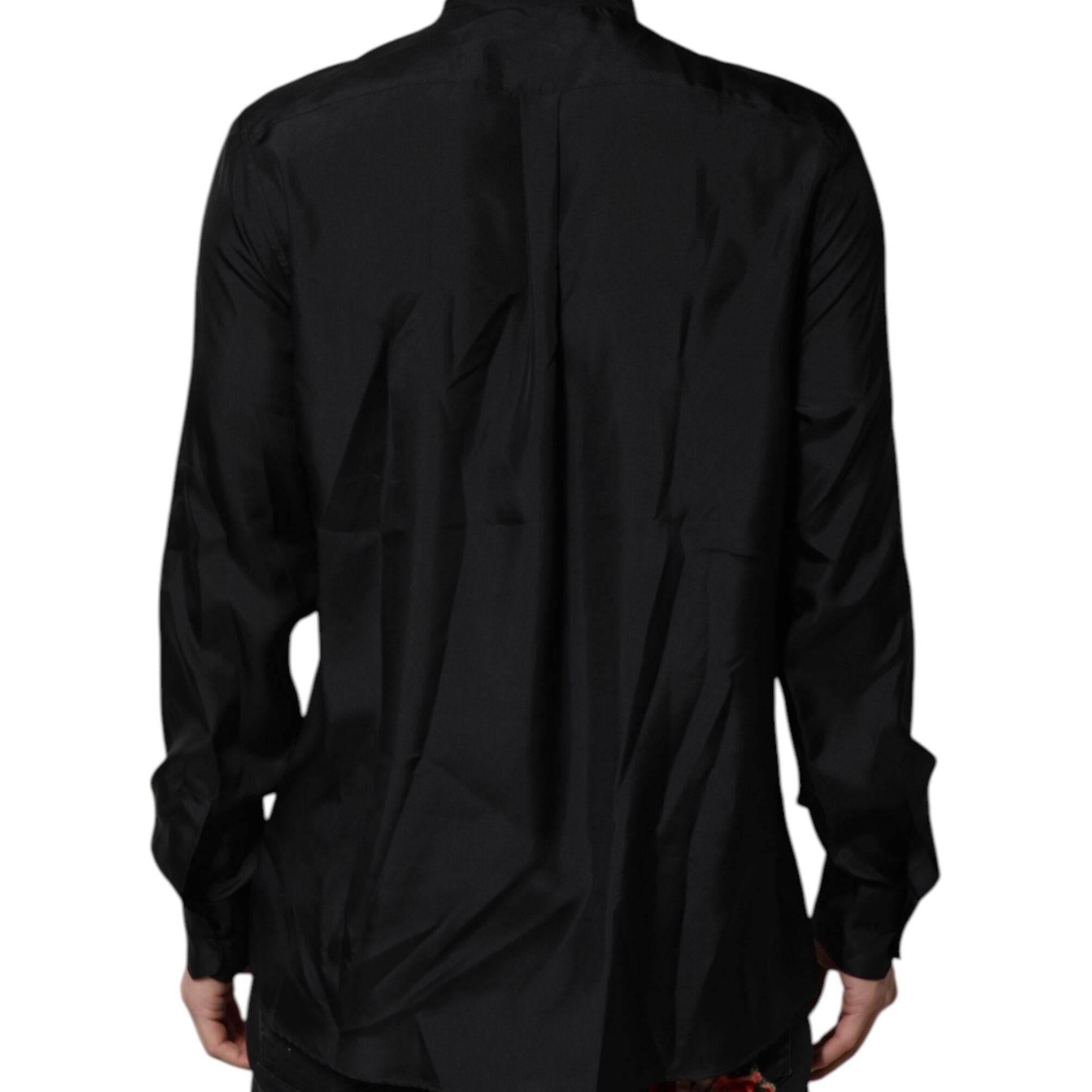 Dolce & Gabbana Dark Blue Silk MARTINI Men Formal Dress Shirt