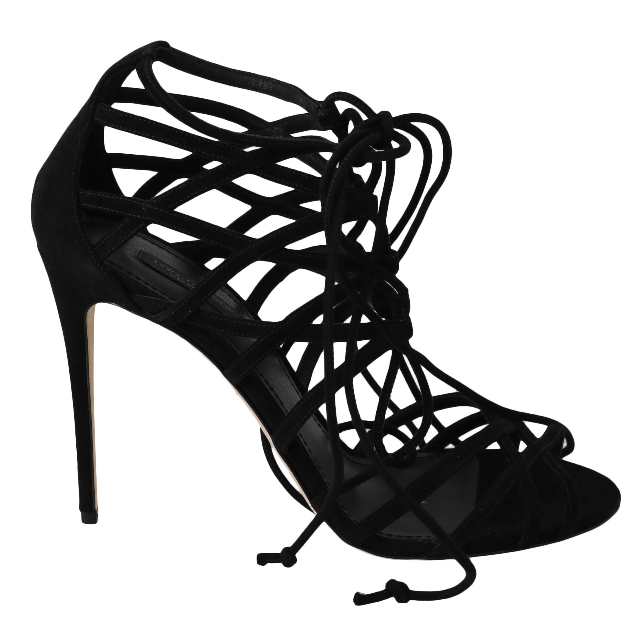 Dolce & Gabbana Black Suede Strap Stilettos Sandals