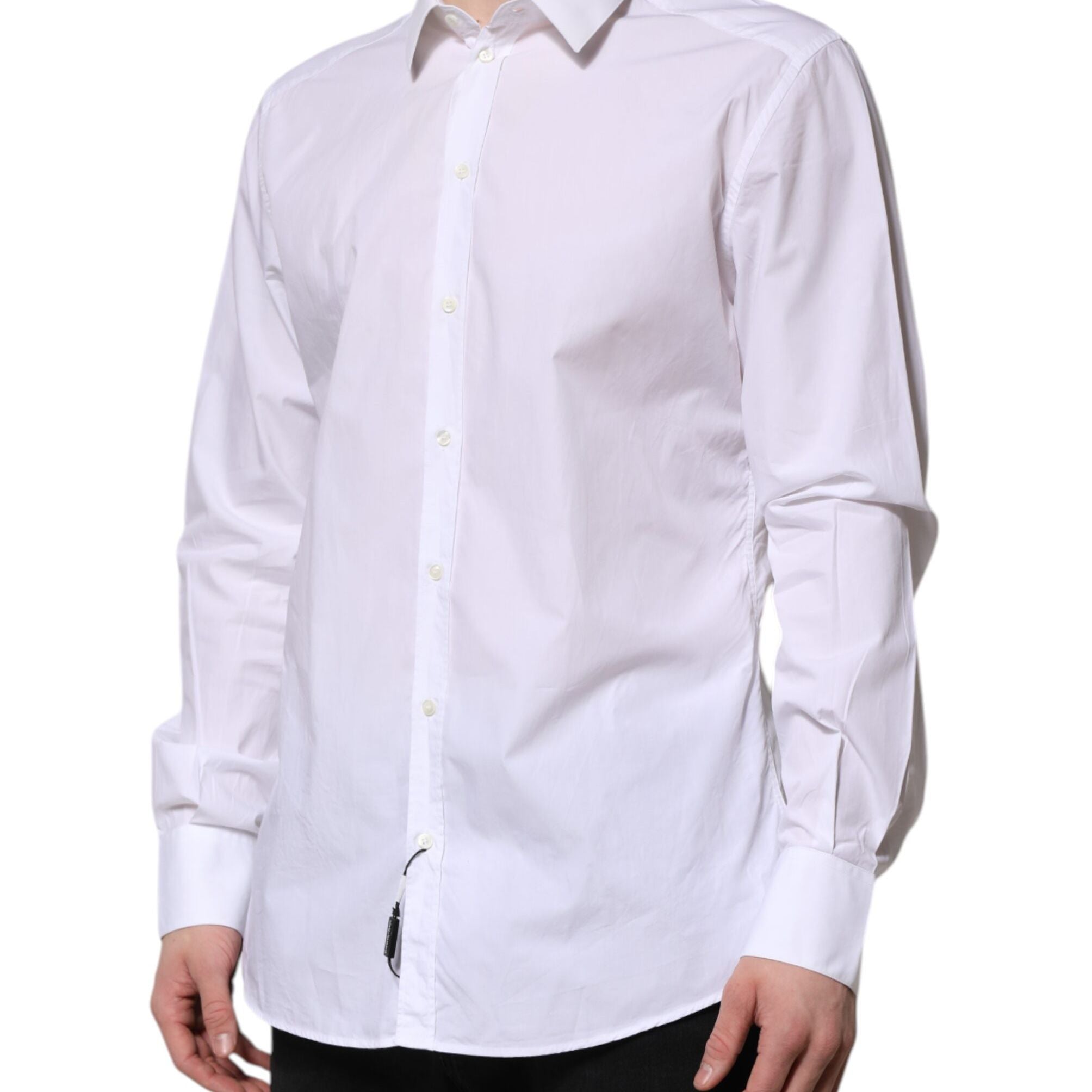 Dolce & Gabbana White Cotton GOLD Long Sleeves Dress Shirt