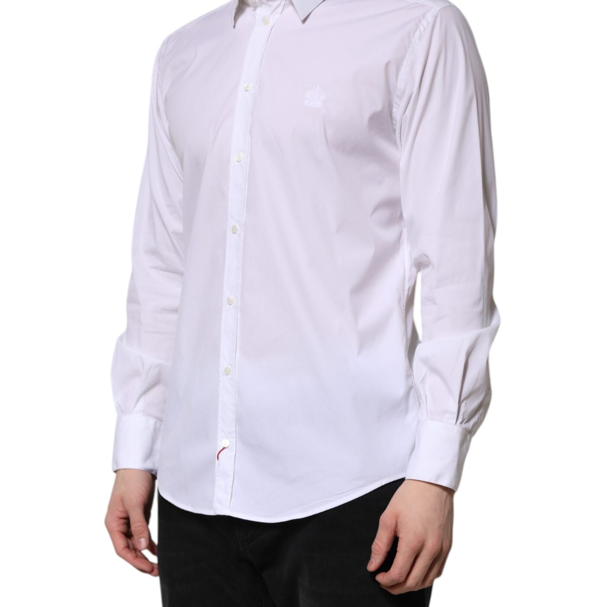 Dolce & Gabbana White Cotton MARTINI Long Sleeve Dress Shirt