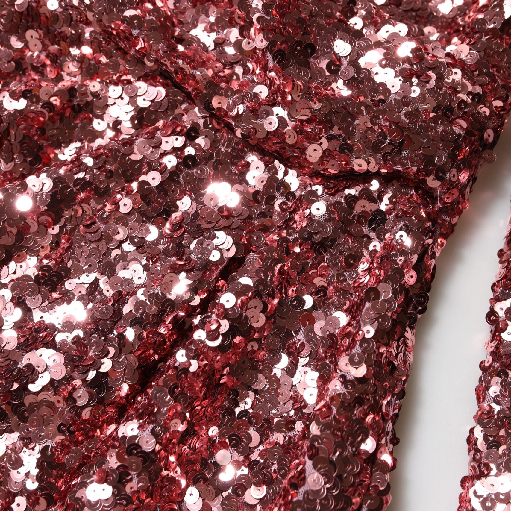 Dolce & Gabbana Pink Sequin Statement Nylon Midi V-Neck Dress